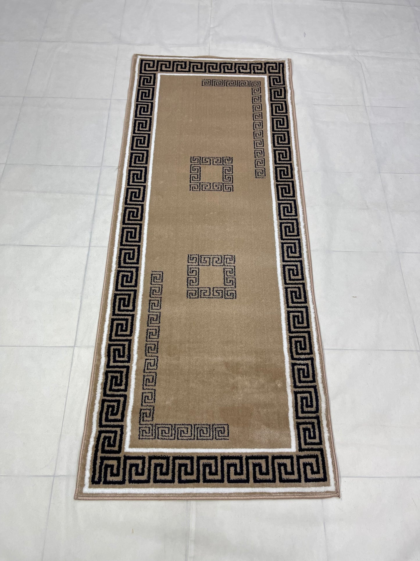 Mink Versace Polypropylene Woven Rug. Size : 2.6 ft width x 6.6 ft length (80 cm x 200cm)