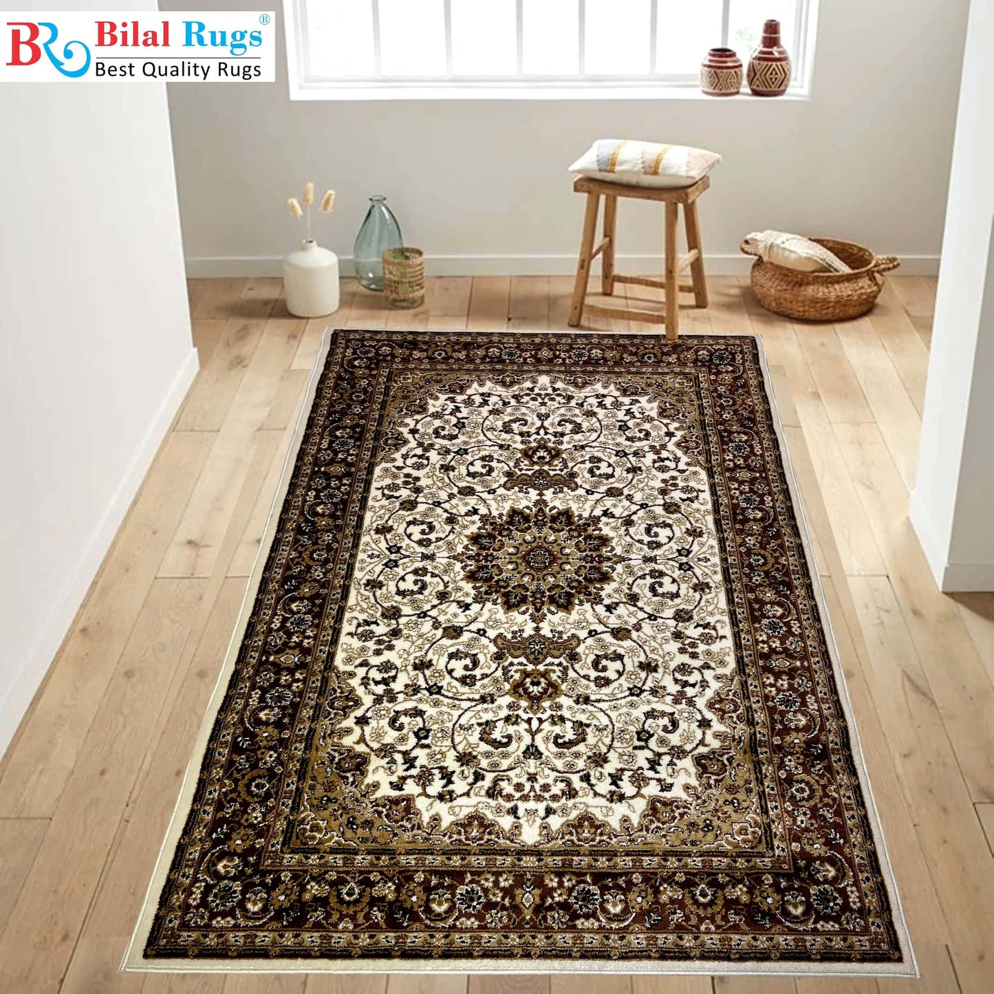 Persian polypropylene Rug,back woven(Article-19-Off white)