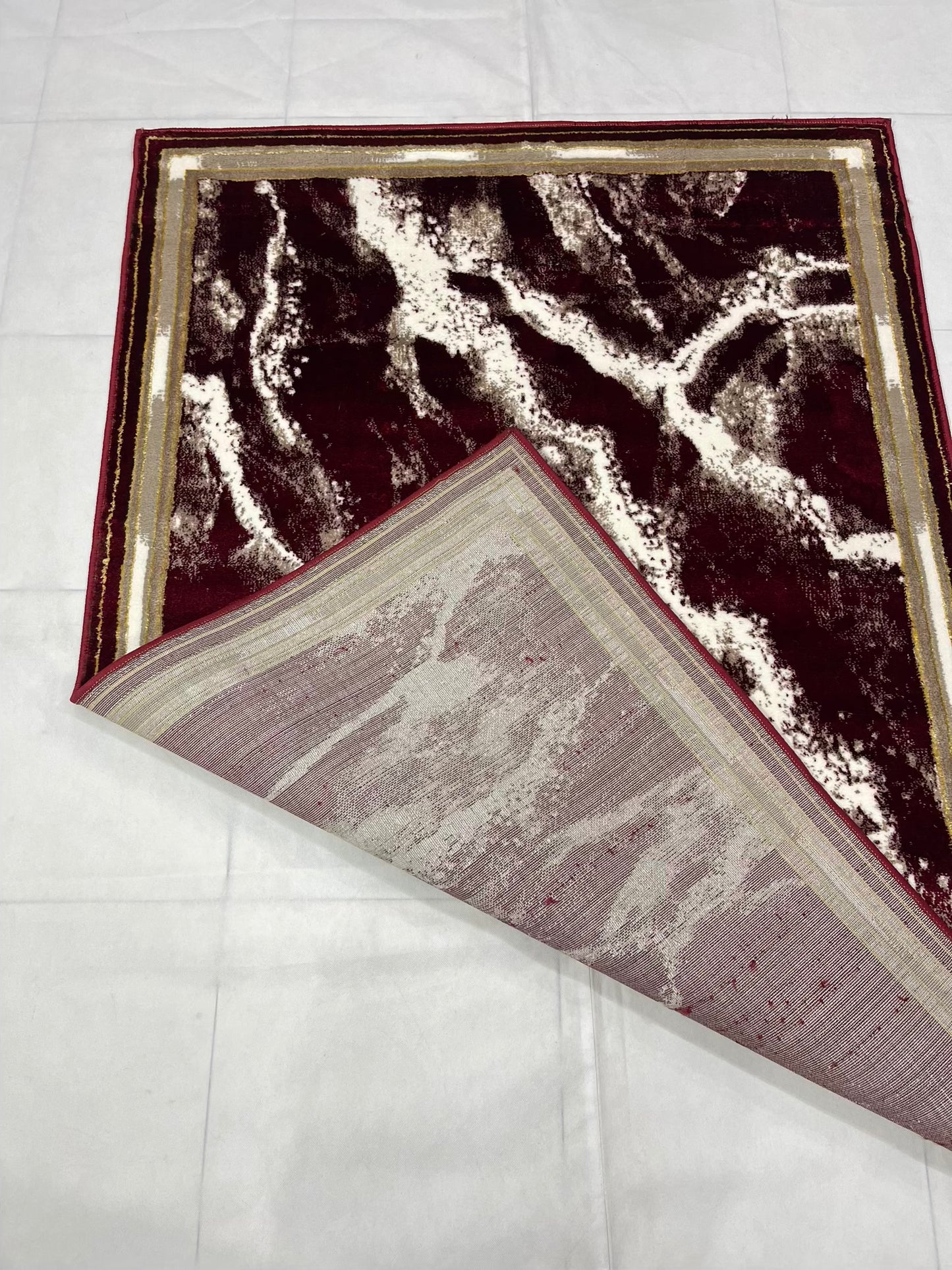Pakistani Silk Woven Rug.(Article-1552-Red) Size : 4 ft width x 5.6 ft length