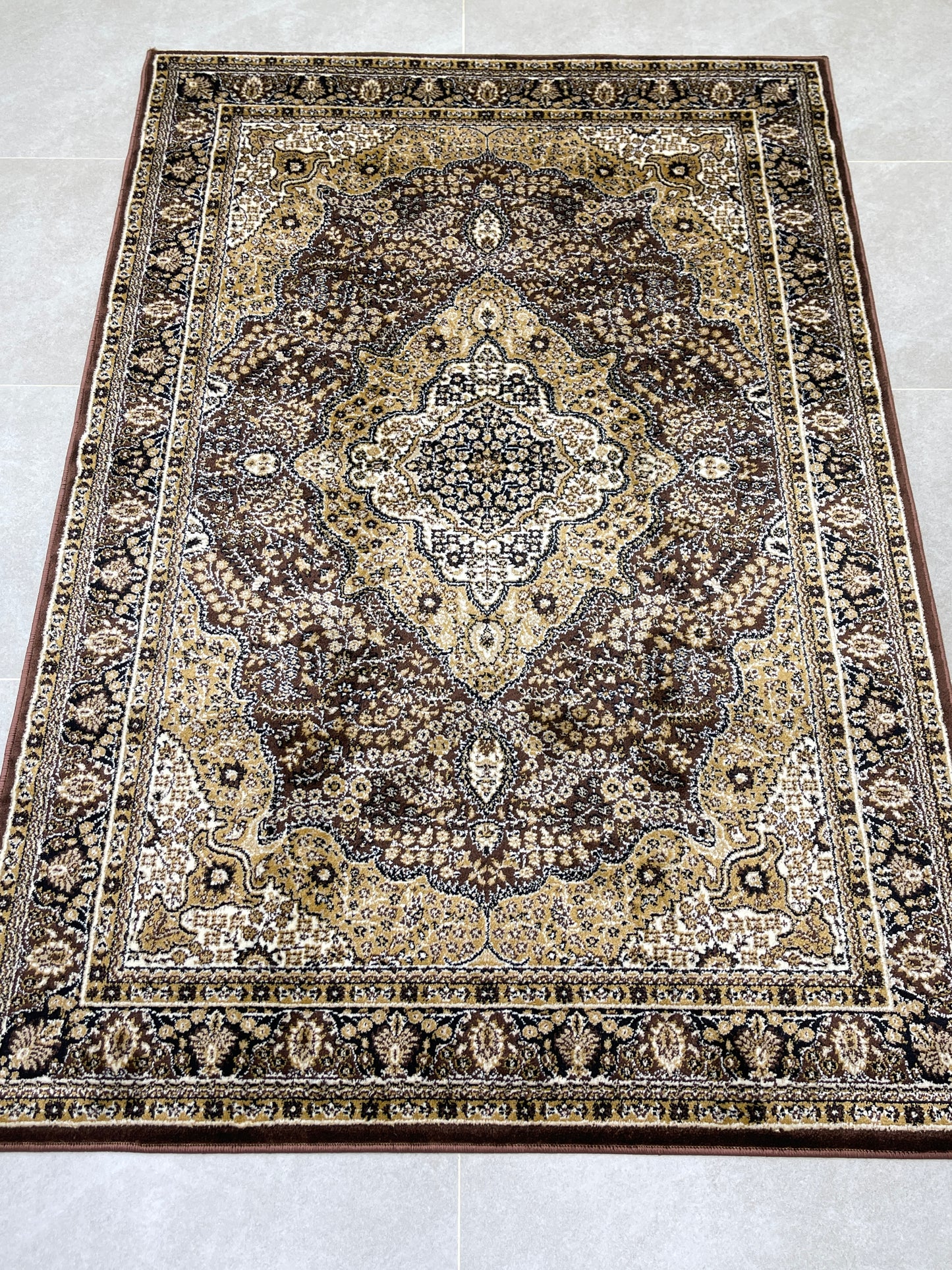 Persian polypropylene Rug,back woven(Article-25-Brown)
Size : 5ft width x 7.3ft length (150cm x 220cm)