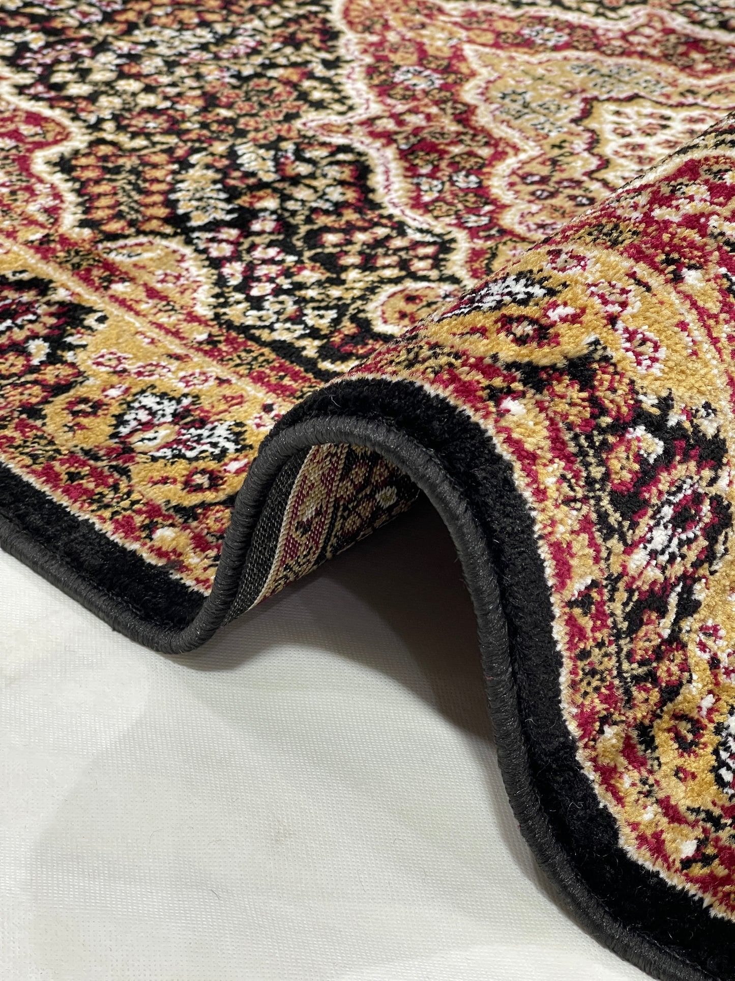 Persian Polypropylene Rug,Woven Back (Article-25-Black,Red) Size : 4 ft width x 5.6 ft length (120 cm x 170 cm)