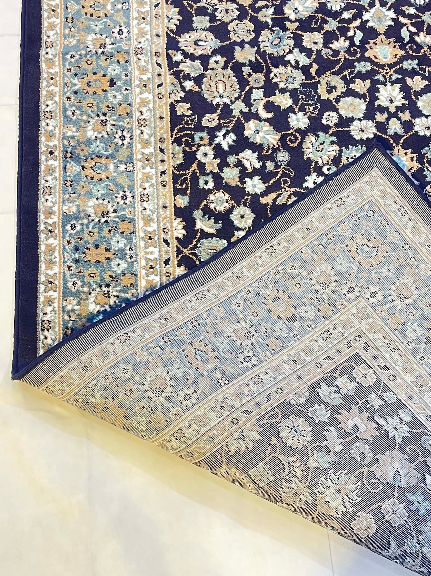 All over Persian polypropylene Rug,back woven(Article-140-Blue)