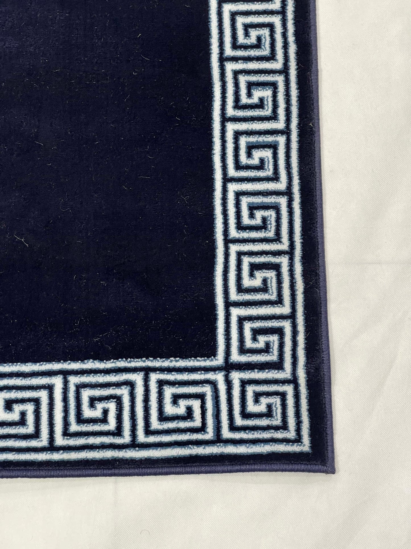 Blue Versace Polypropylene Woven Runner.
Size : 2.6 ft width x 6.6 ft length
(80 cm x 200 cm)