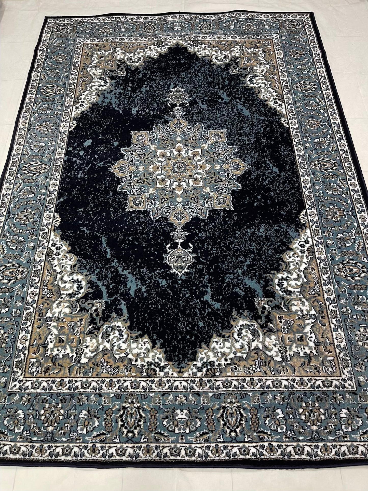 Persian polypropylene Rug,back woven(Article-1213-Blue)