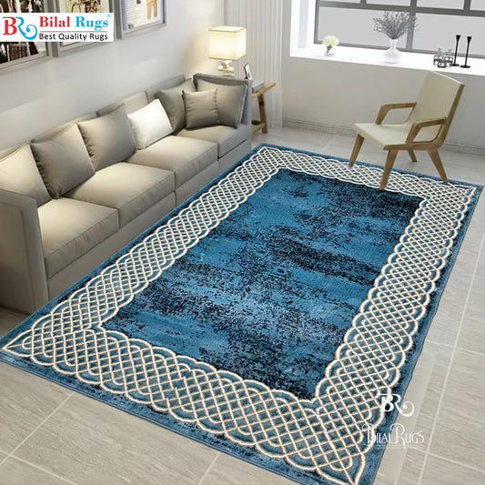 Pakistani Silk Woven Rug.(Article-1453-Feroze)
Size : 5ft width  x 7.3ft length (150cm x 220cm)
