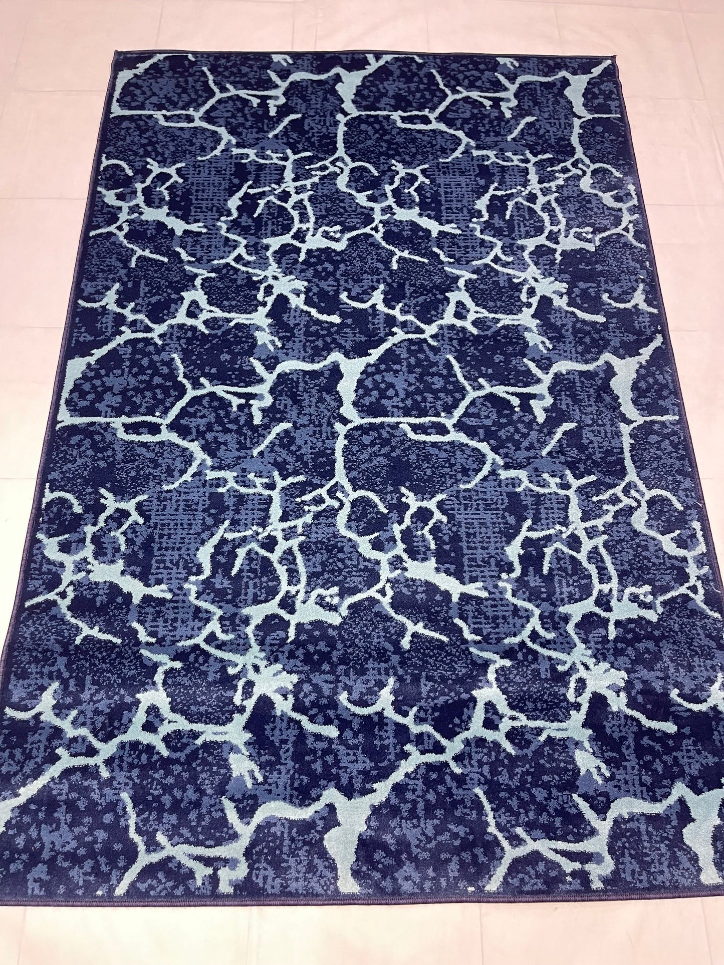 Modern polypropylene Rug,back woven(Article-6774-Blue ) Size : 5ft width x 7.3ft length (150cm x 220cm)