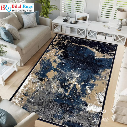 Modern Polypropylene Rug,back woven(Article-339-Blue)
 Size : 5 ft width x 7.3 ft length(150 cm x 220cm)