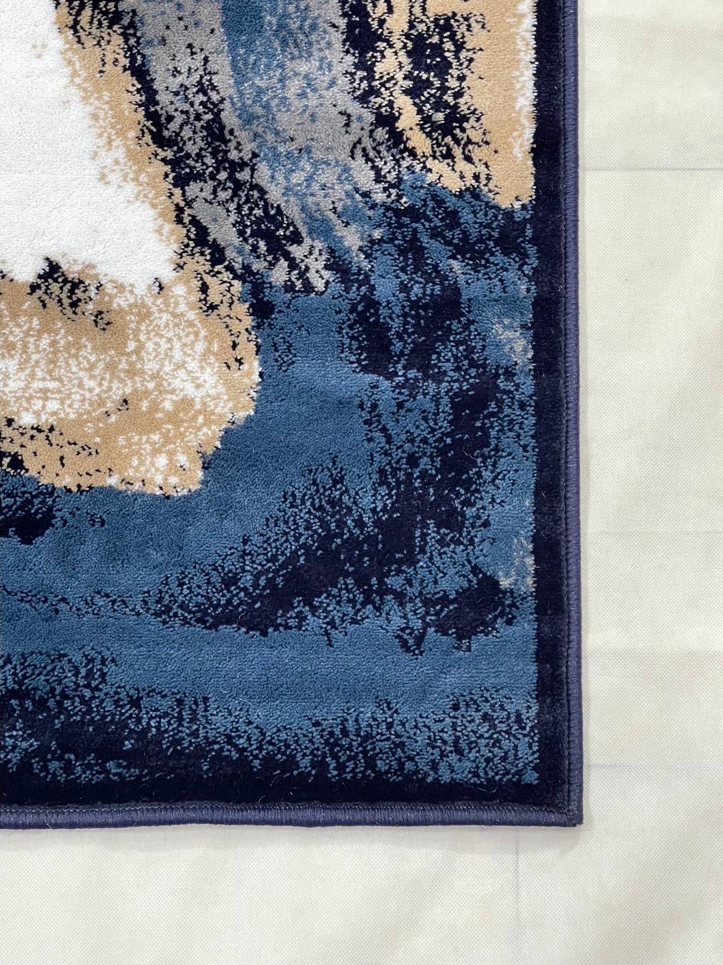 Modern polypropylene Rug,back woven(Article-6752-Blue ) Size : 5ft width  x 7.3ft length (150cm x 220cm)