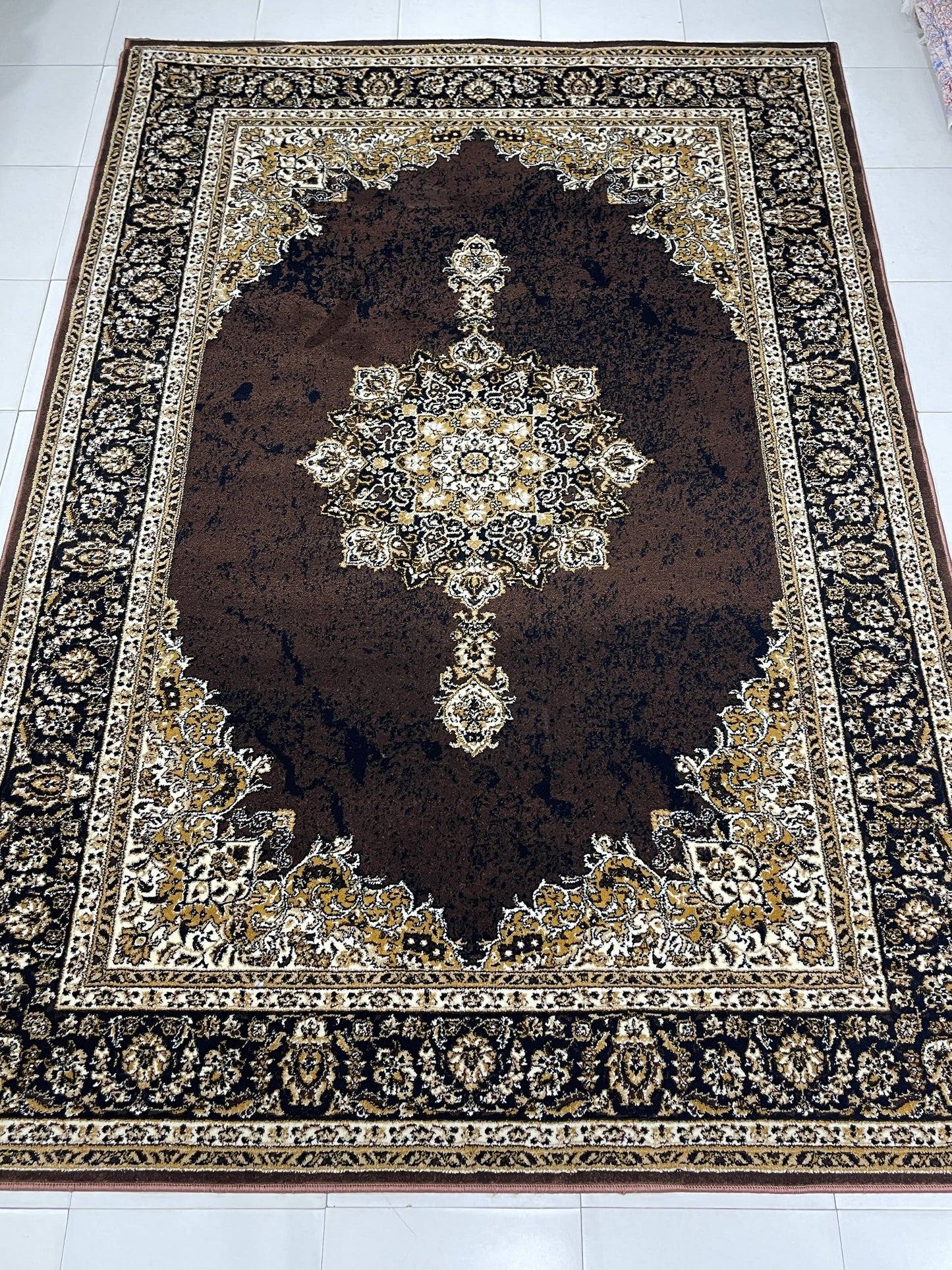 Persian polypropylene Rug,back woven(Article-42-Brown)