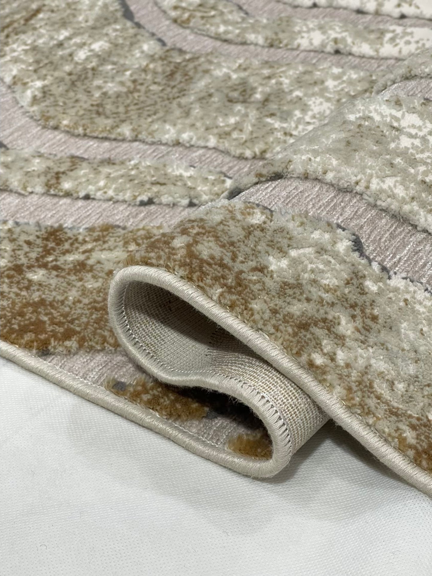 Irani viscose Cutt work Rug , Woven Back Article-307-Light Beige Size : 3 ft width x 5 ft length (100 cm x 150cm)