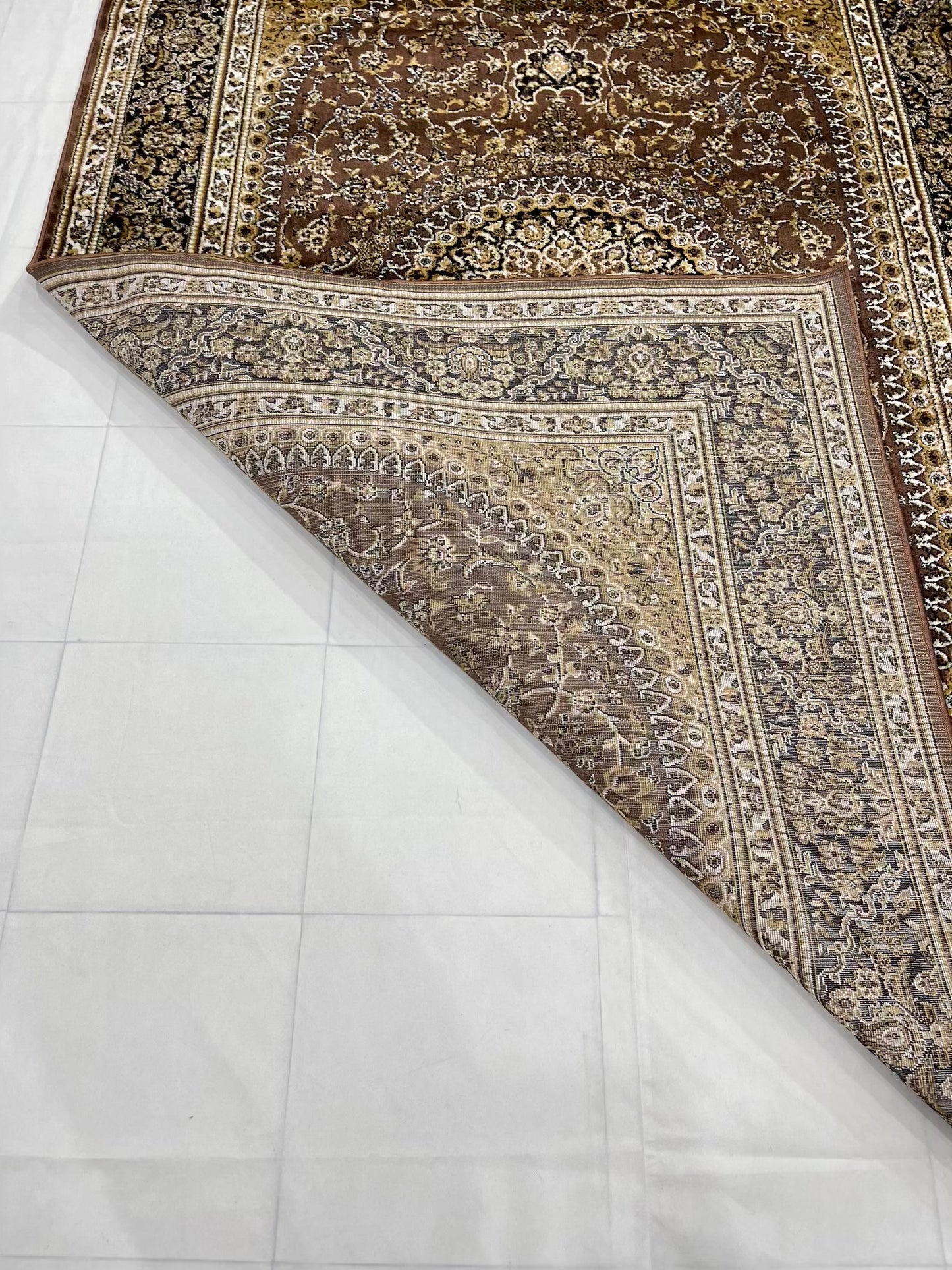 Persian polypropylene Rug,back woven(Article-22-Brown)