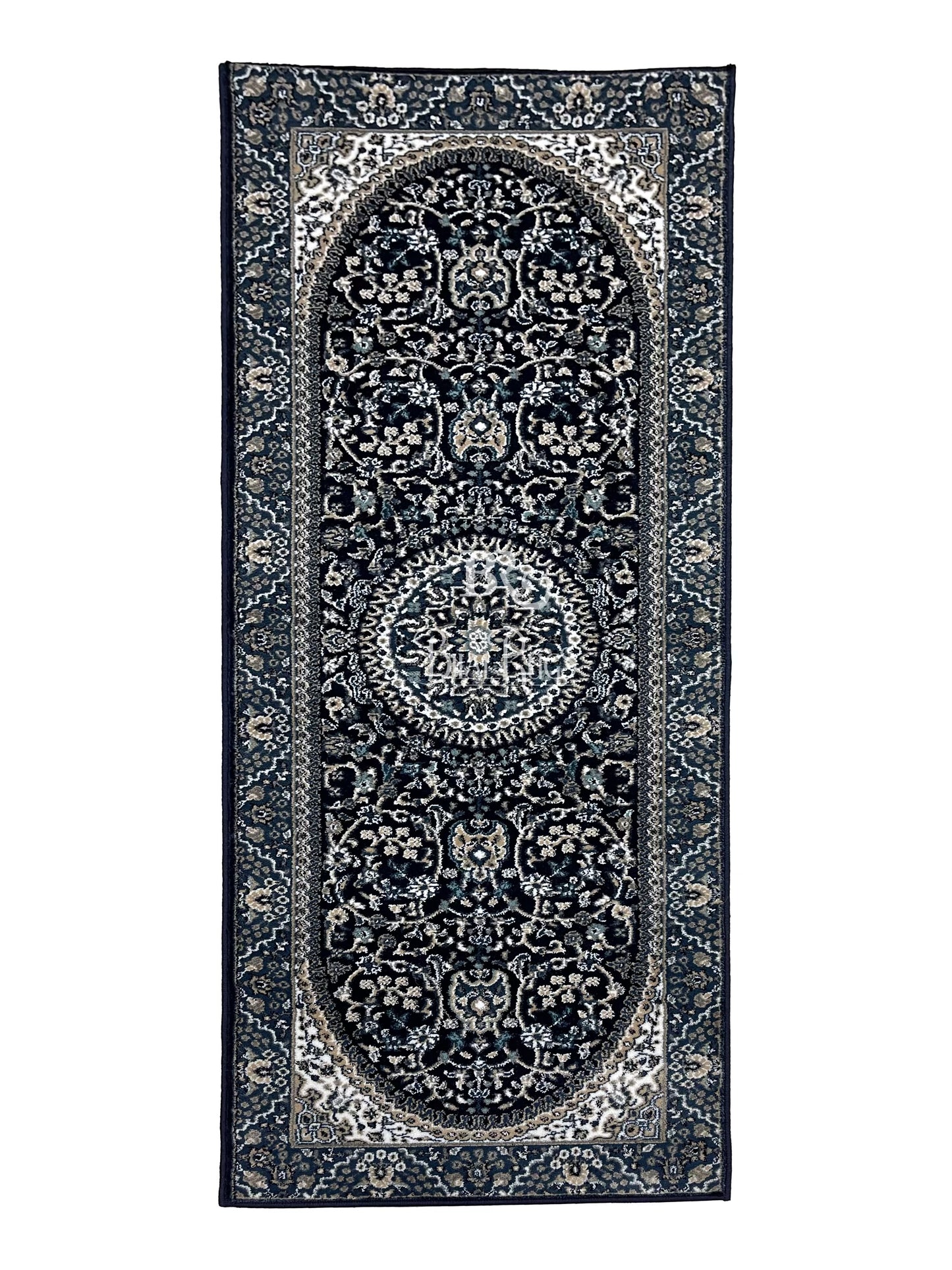 Blue Persian Polypropylene Woven Runner.
Size : 2.6 ft width x 6.6 ft length
(80 cm x 200cm)