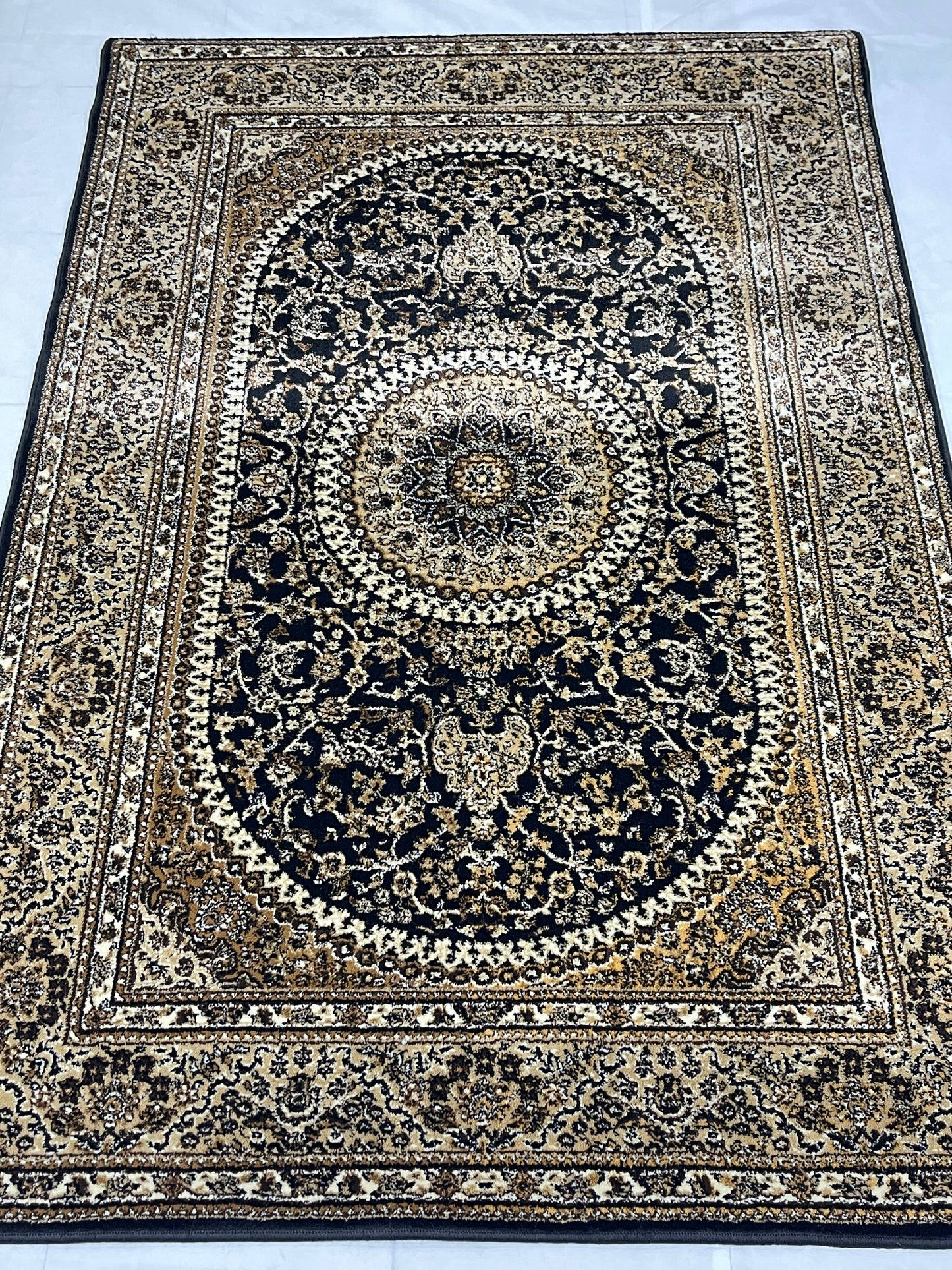 Persian Polypropylene Rug,back woven(Article-22-Black)
Size : 5ft width x 7.3ft length (150cm x 220cm)