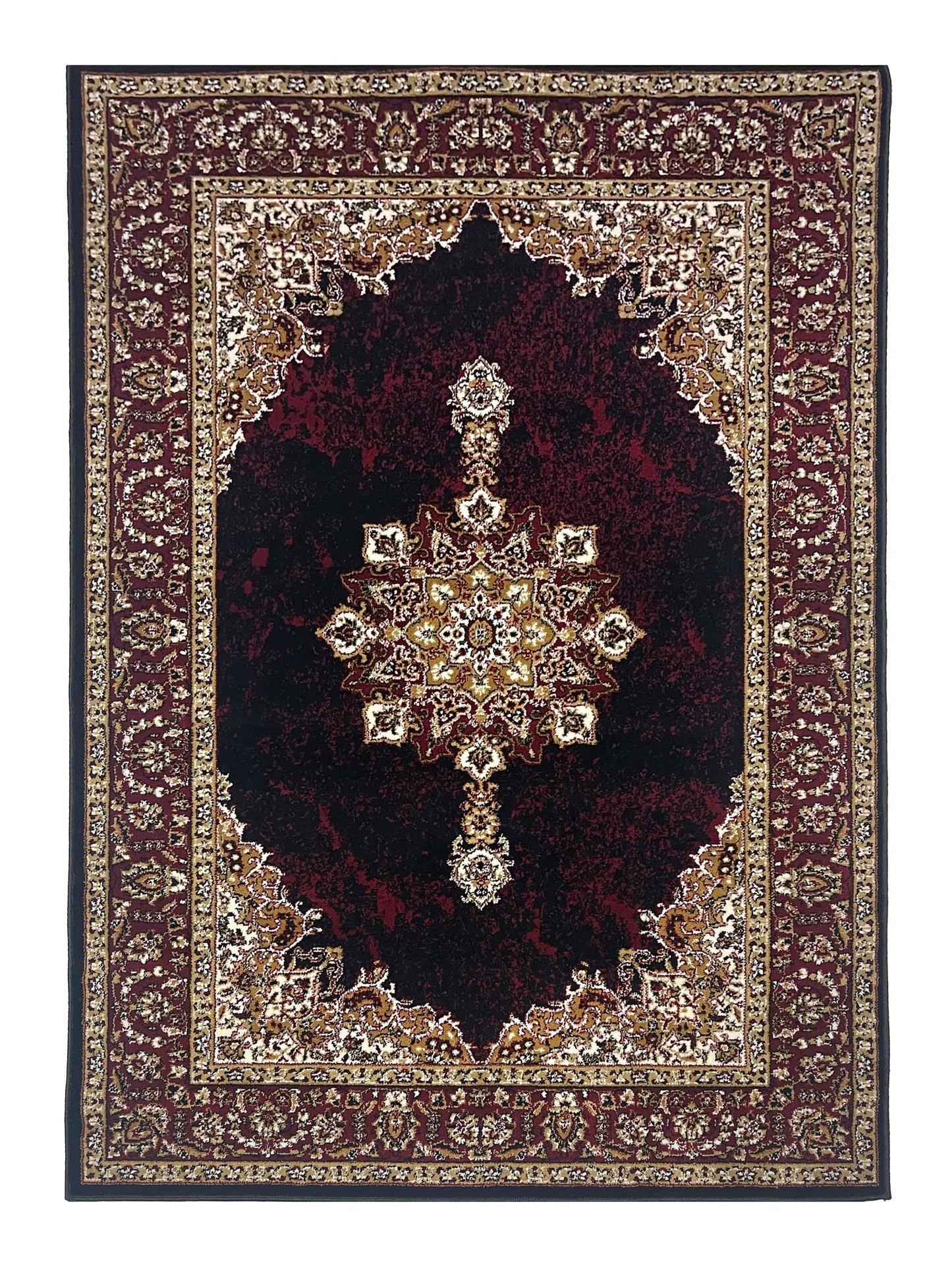 Persian polypropylene Rug,back woven(Article-56-Black Multi)
Size : 4 ft width x 5.6 ft length (120 cm x 170cm)