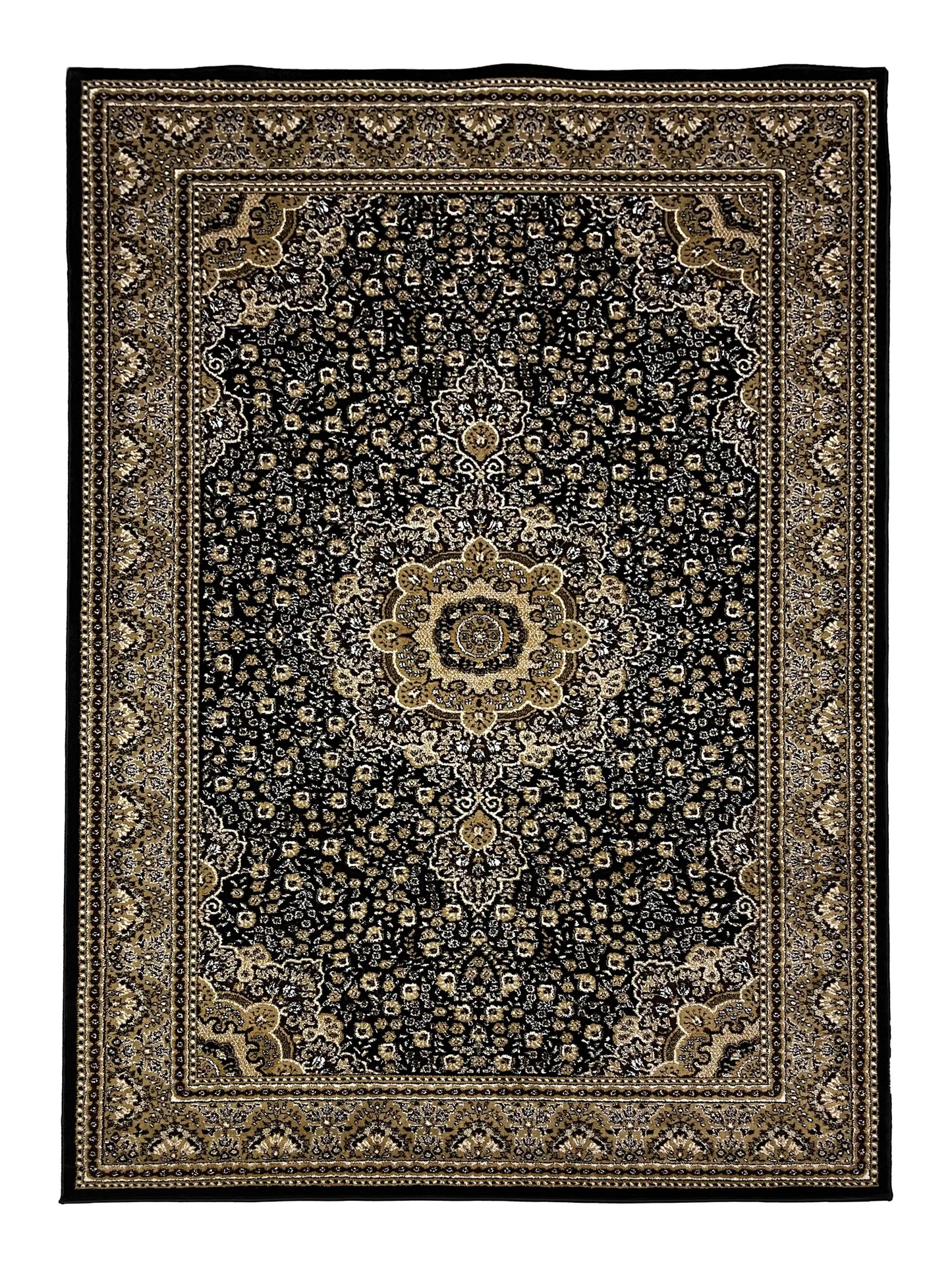 Persian polypropylene Rug,back woven(Article-04-Black)
Size : 6.6 ft width x 9.6 ft length (200 cm x 290cm)