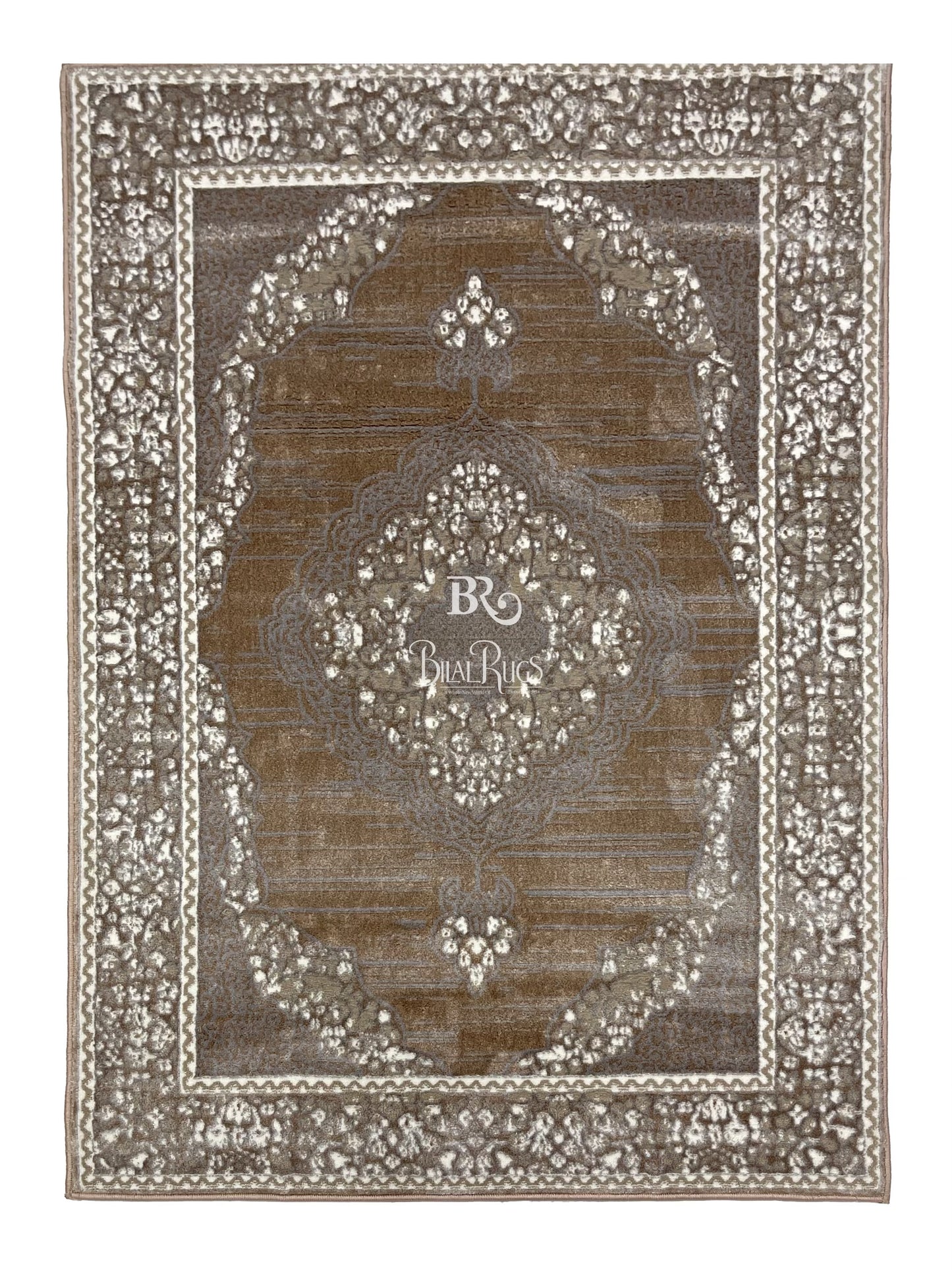 Pakistani Silk Woven Rug.(Article-1557-Light Beige) Size : 4 ft width x 5.6 ft length