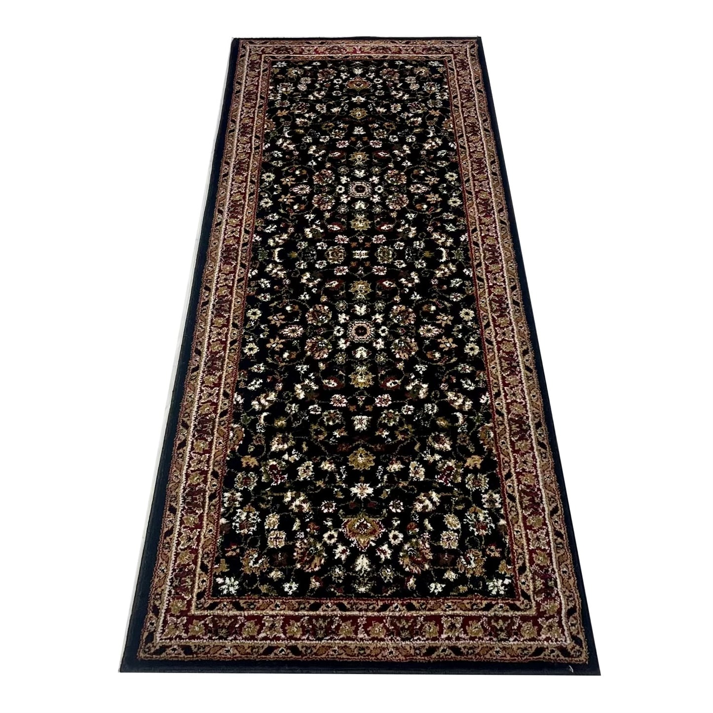 Black Persian Polypropylene Woven Runner.
Size : 2.6 ft width x 6.6 ft length
(80 cm x 200cm)