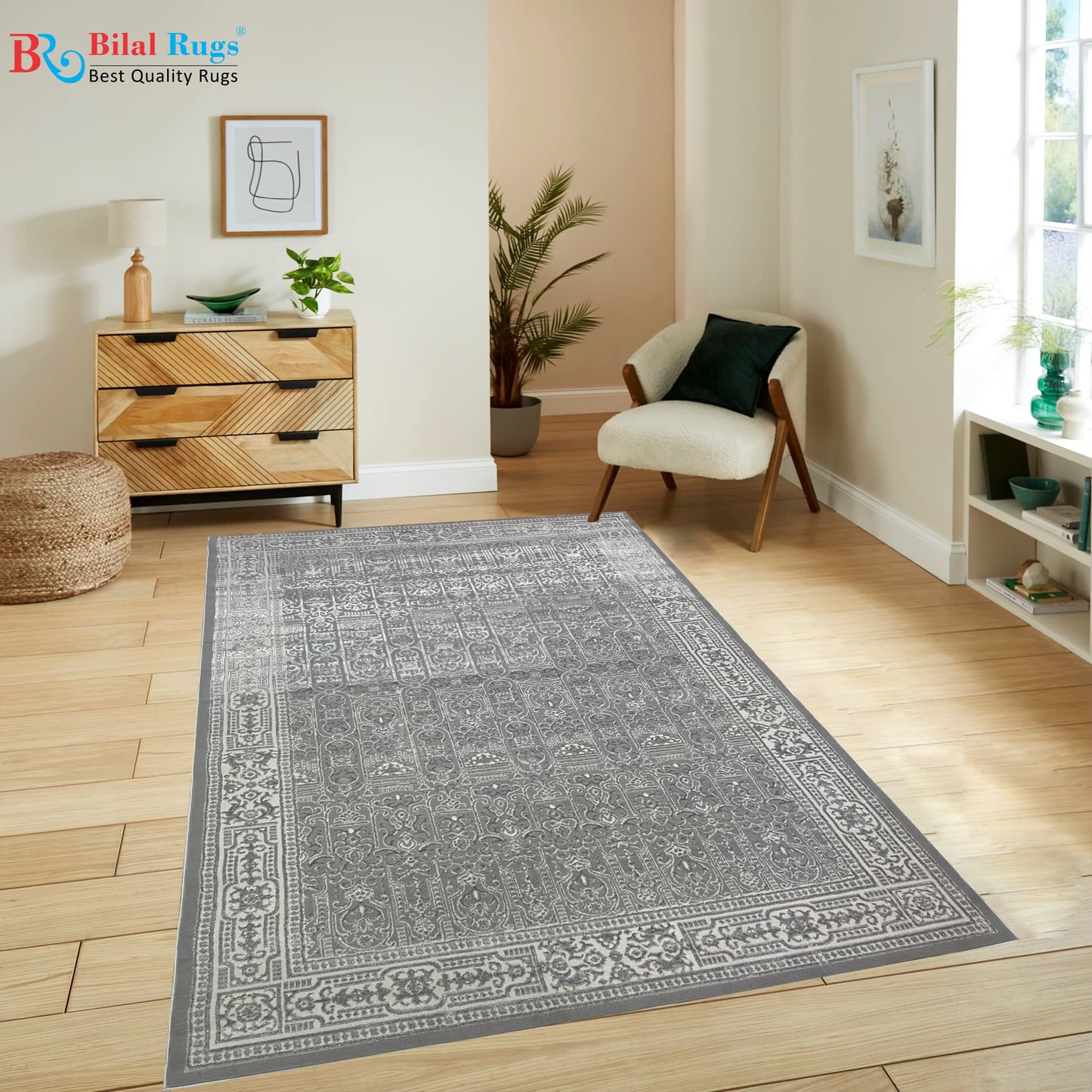 Turkish Polyester Silk.(Article-1673-grey ) Size : 6.6 ft width x 9.6 ft length ( 200 cm x 290 cm)