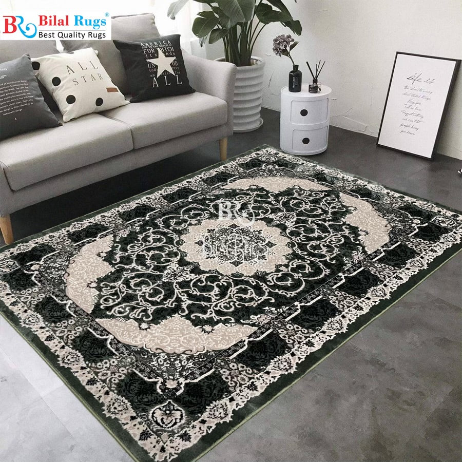 Turkish Polypropylene Silk.(Article-1679-Green ) Size : 5ft width  x 7.3ft length (150 cm x 220cm)