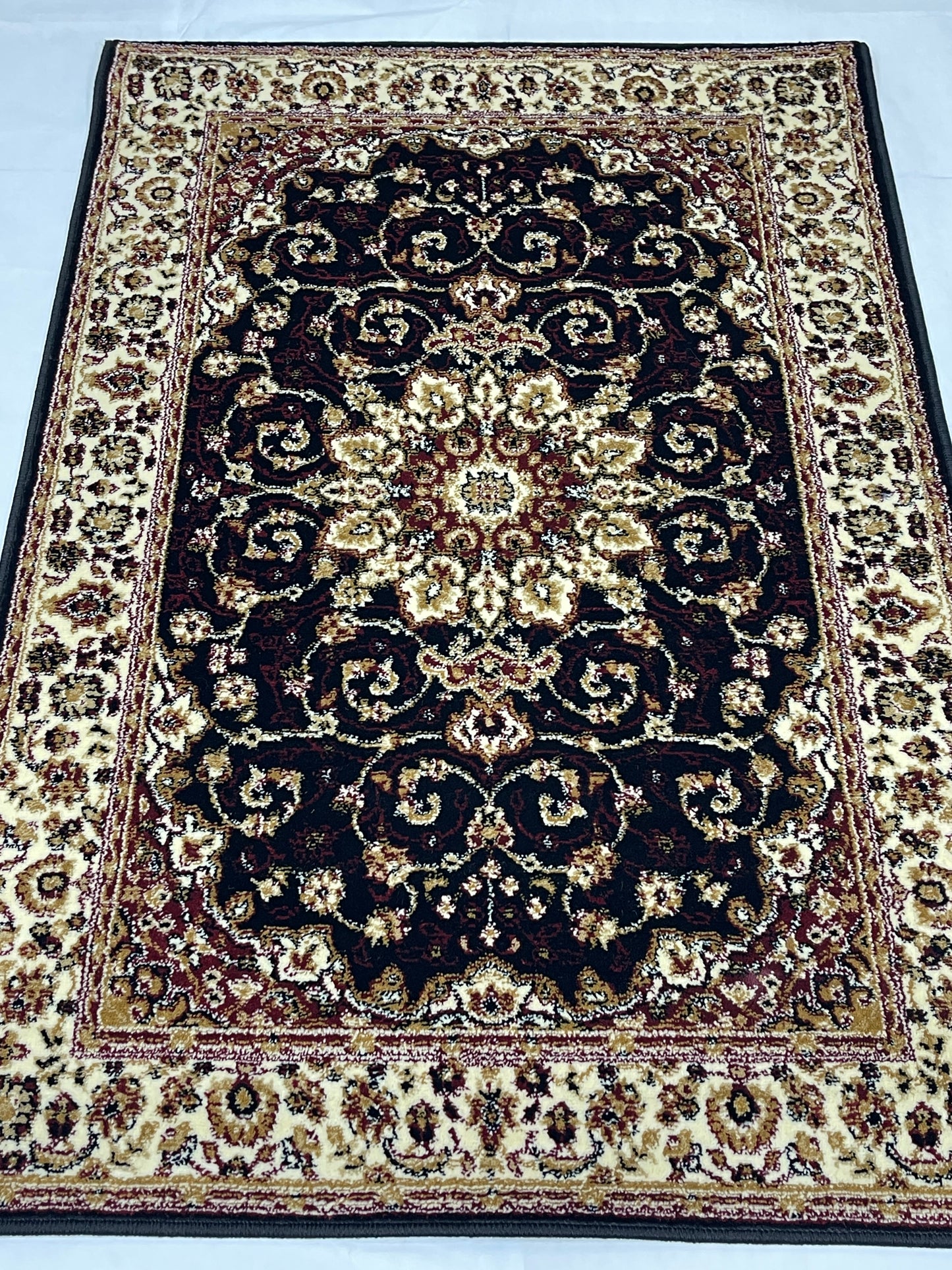 Persian Polypropylene Rug,Woven Back (Article-19-Black) Size : 3 ft width x 5 ft length (100cm x 150 cm)