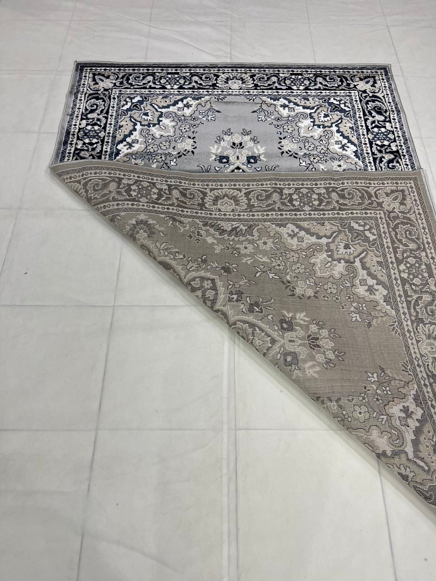 Persian Polypropylene Rug,Back Woven(Article-56-Grey)
Size : 5ft width x 7.3ft length (150cm x 220cm)