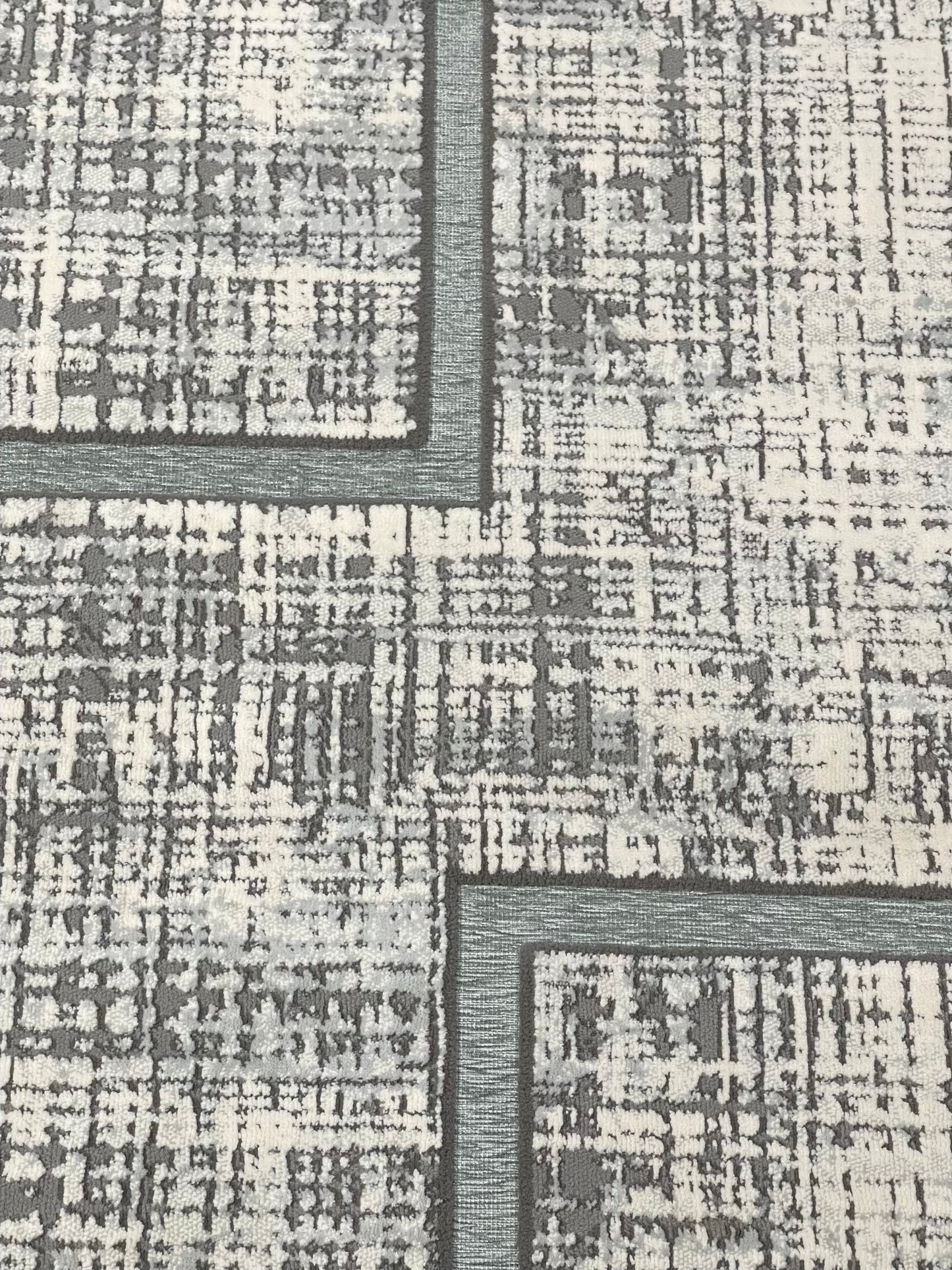 Irani viscose Rug , Woven Back Article-304-Off white , Grey Size : 3 ft width x 5 ft length (100 cm x 150cm)