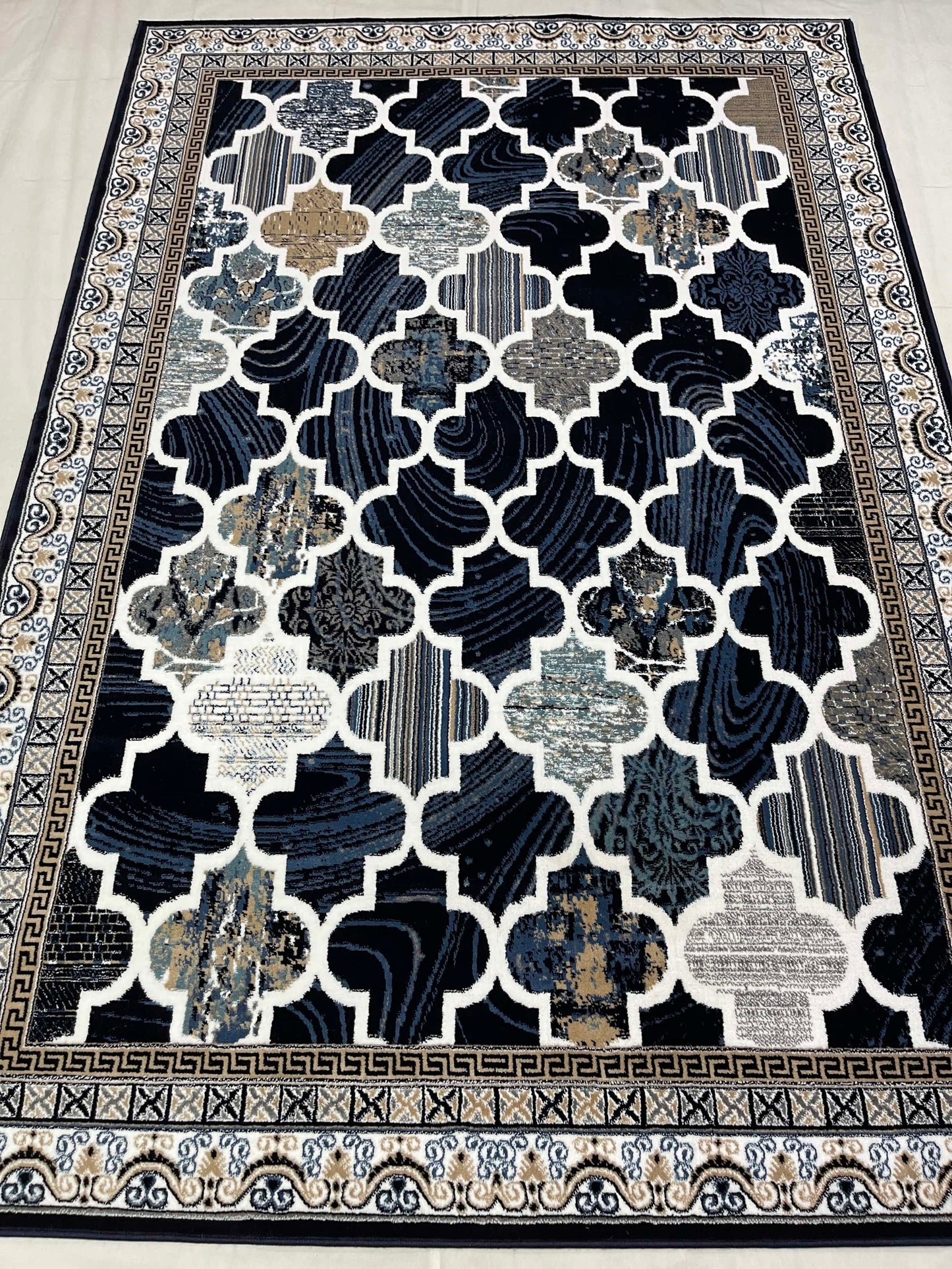 Modern polypropylene Rug,back woven(Article-5001-Blue)
Size : 6.6 ft width x 9.6 ft length (200cm x 290cm)