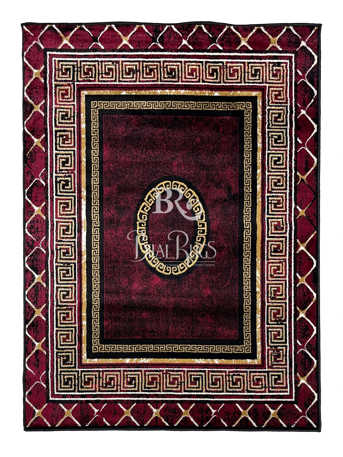 Versace Polypropylene Rug,back woven(Article-76-Red)