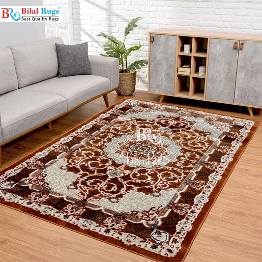 Turkish Top Quality Silk.(Article-1074-Rust) Size: 3 ft width x 5 ft length ( 100cm x 150cm)