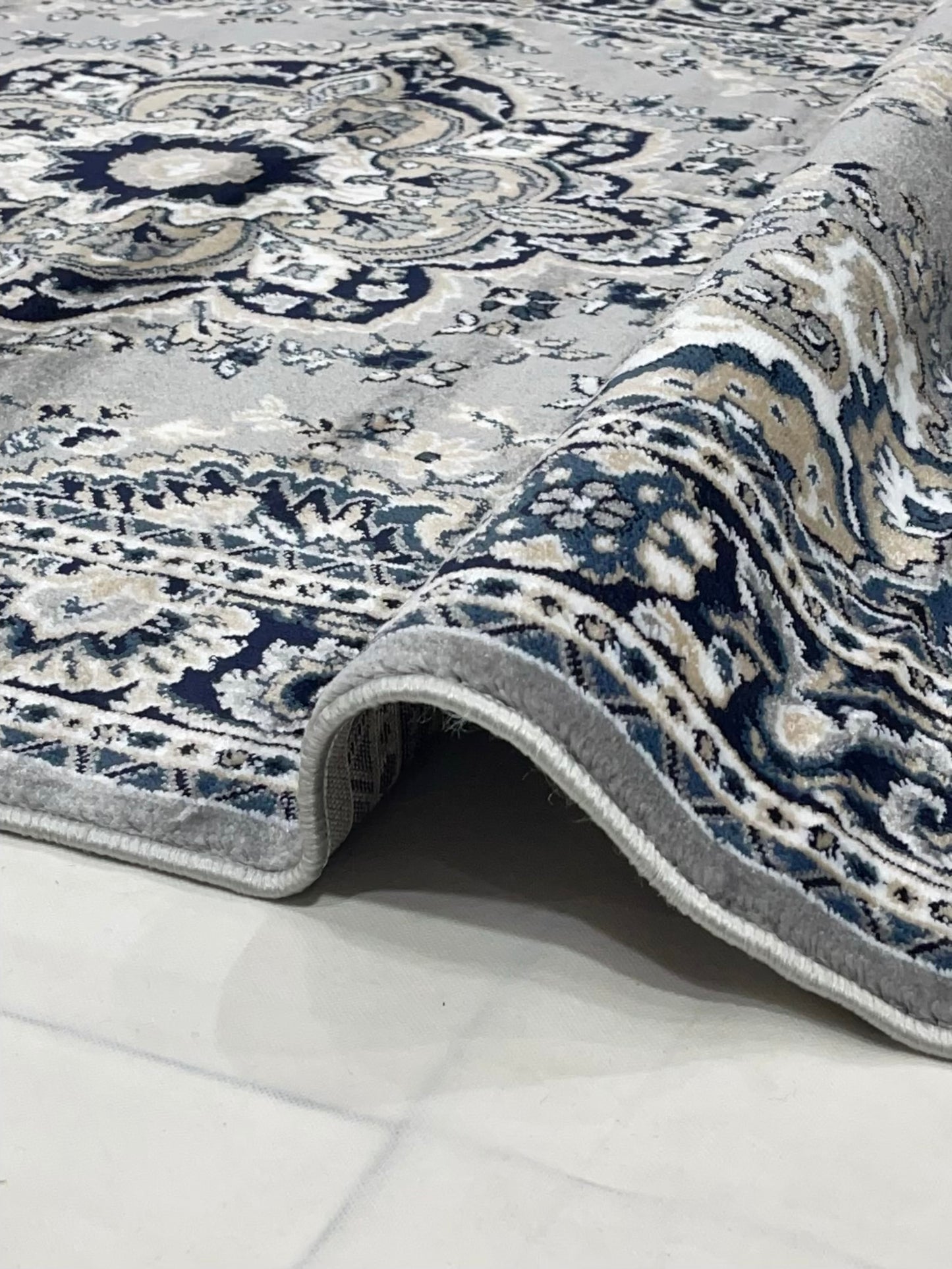 Persian Polypropylene Rug,Back Woven(Article-56-Grey)
Size : 5ft width x 7.3ft length (150cm x 220cm)