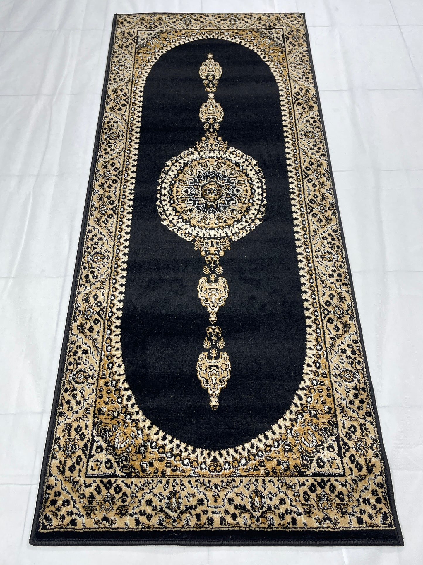 Black persian Polypropylene Woven Rug. Size : 2.6 ft width x 6.6 ft length (80 cm x 200cm)