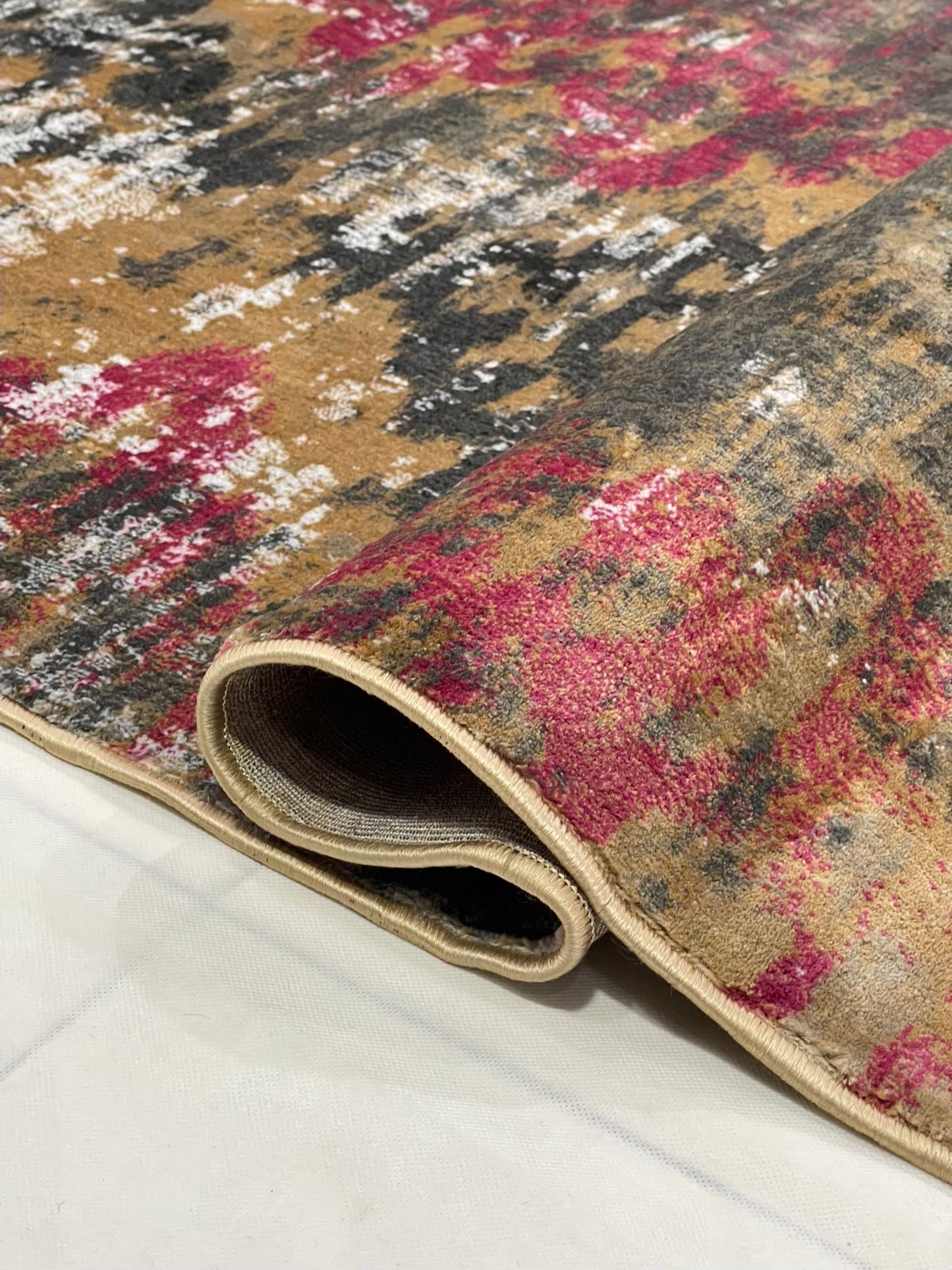 Modern Turkish Silk , Woven Back (Article-1302-Beige ,Multi) Size : 5 ft width x 7.3 ft length