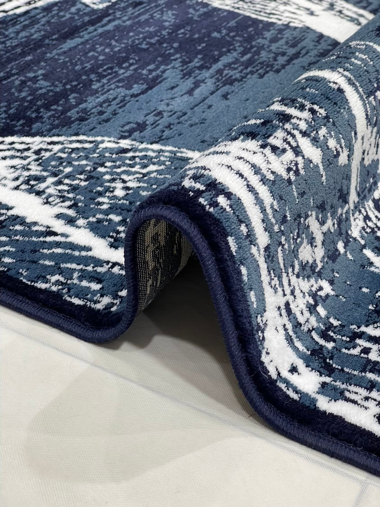 Modern polypropylene Rug,back woven(Article-1627-Blue)
Size : 5ft width x 7.3ft length (150cm x 220cm)