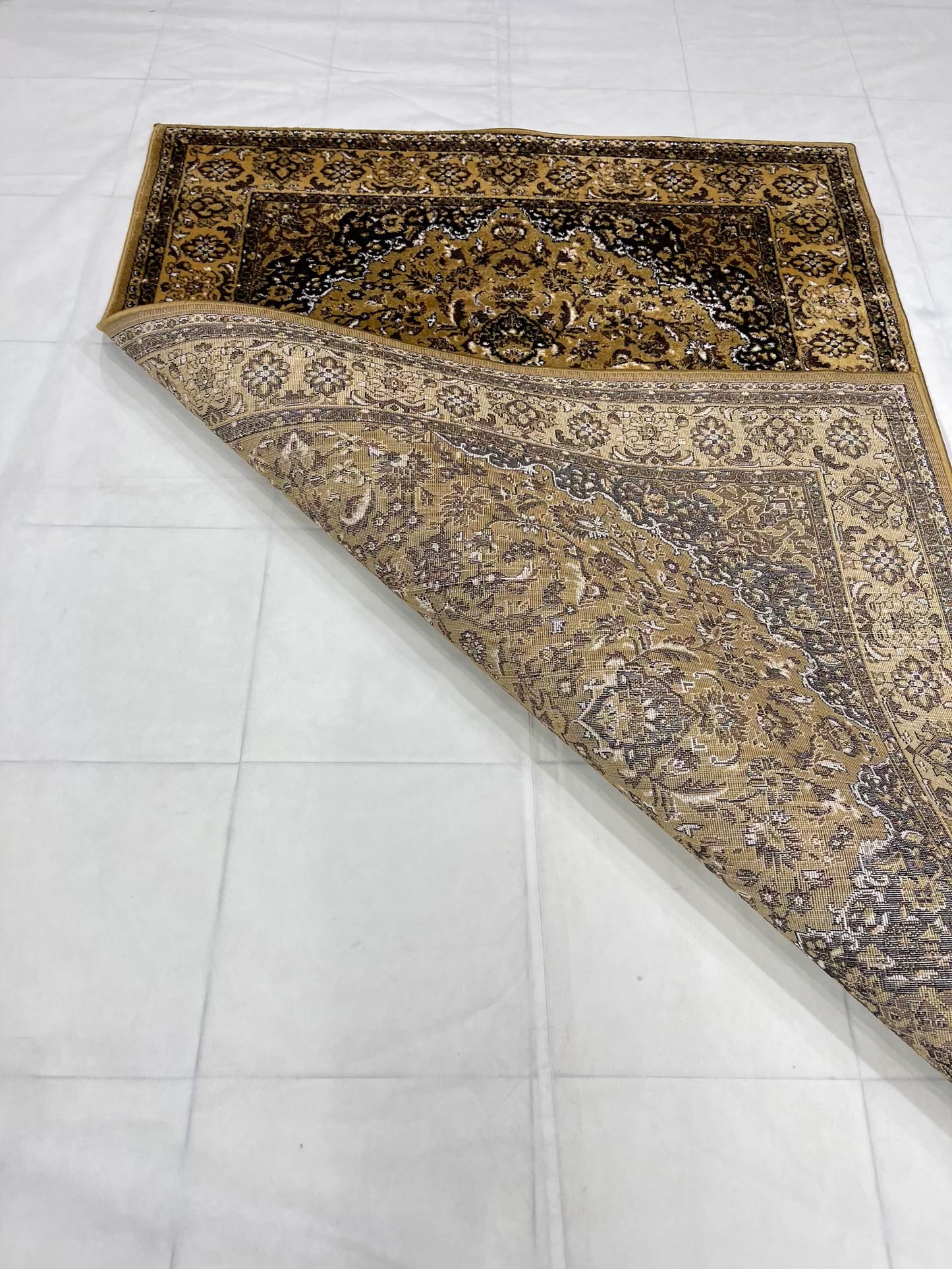 Persian polypropylene Rug,back woven(Article-01-Gold)
Size : 5ft width x 7.3ft length (150cm x 220cm)