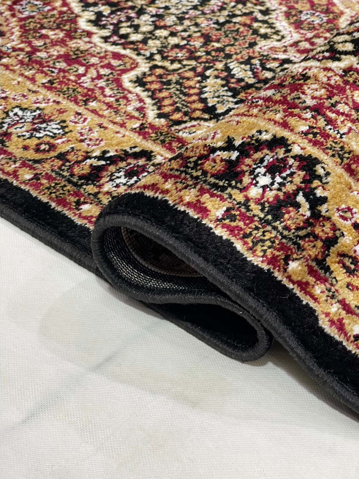 Persian Polypropylene Rug,Woven Back (Article-25-Black,Red) Size : 4 ft width x 5.6 ft length (120 cm x 170 cm)
