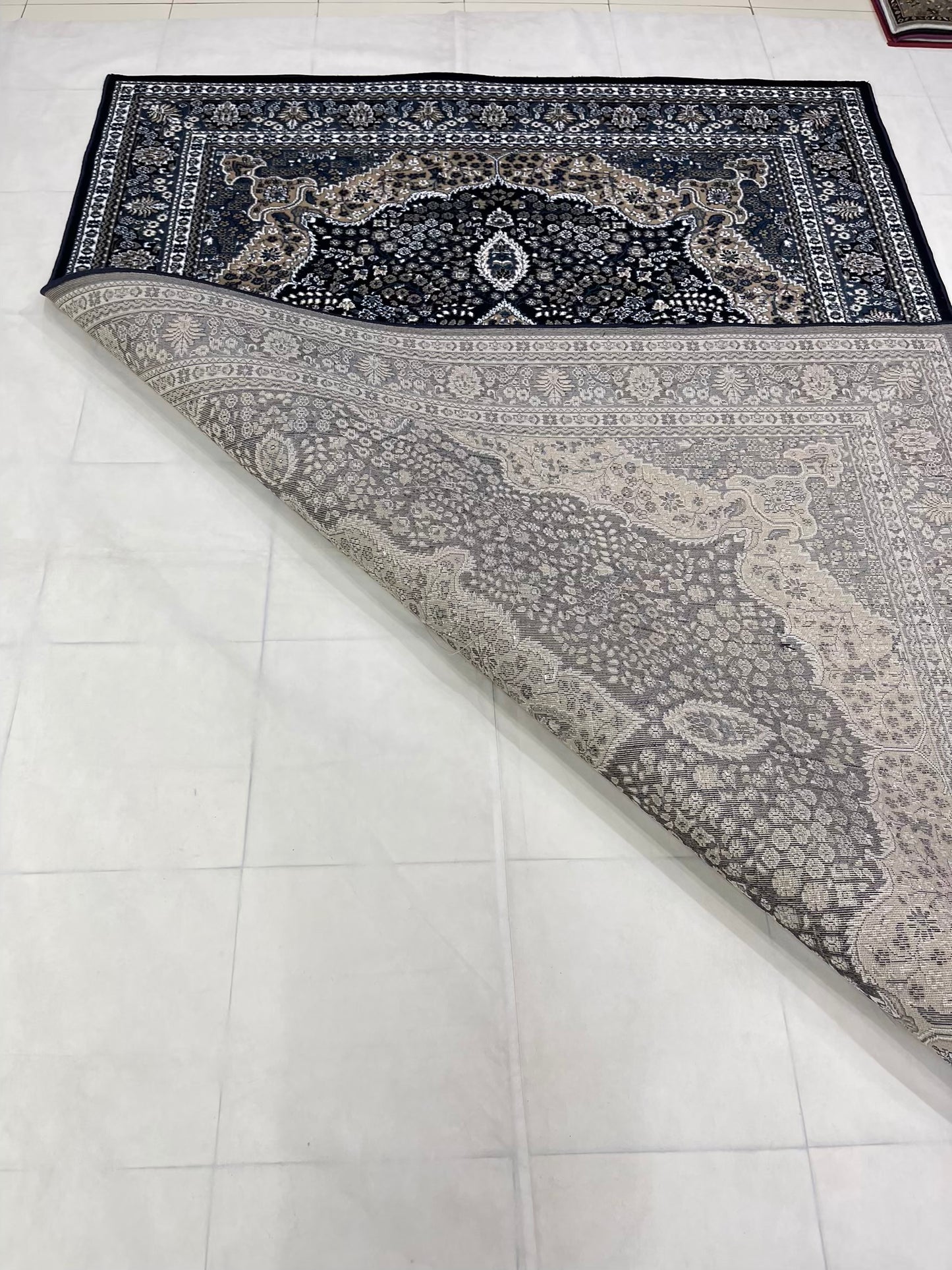 Persian polypropylene Rug,back woven(Article-25-Blue) Size : 6.6 ft width x 9.6 ft length (200cm x 290cm)