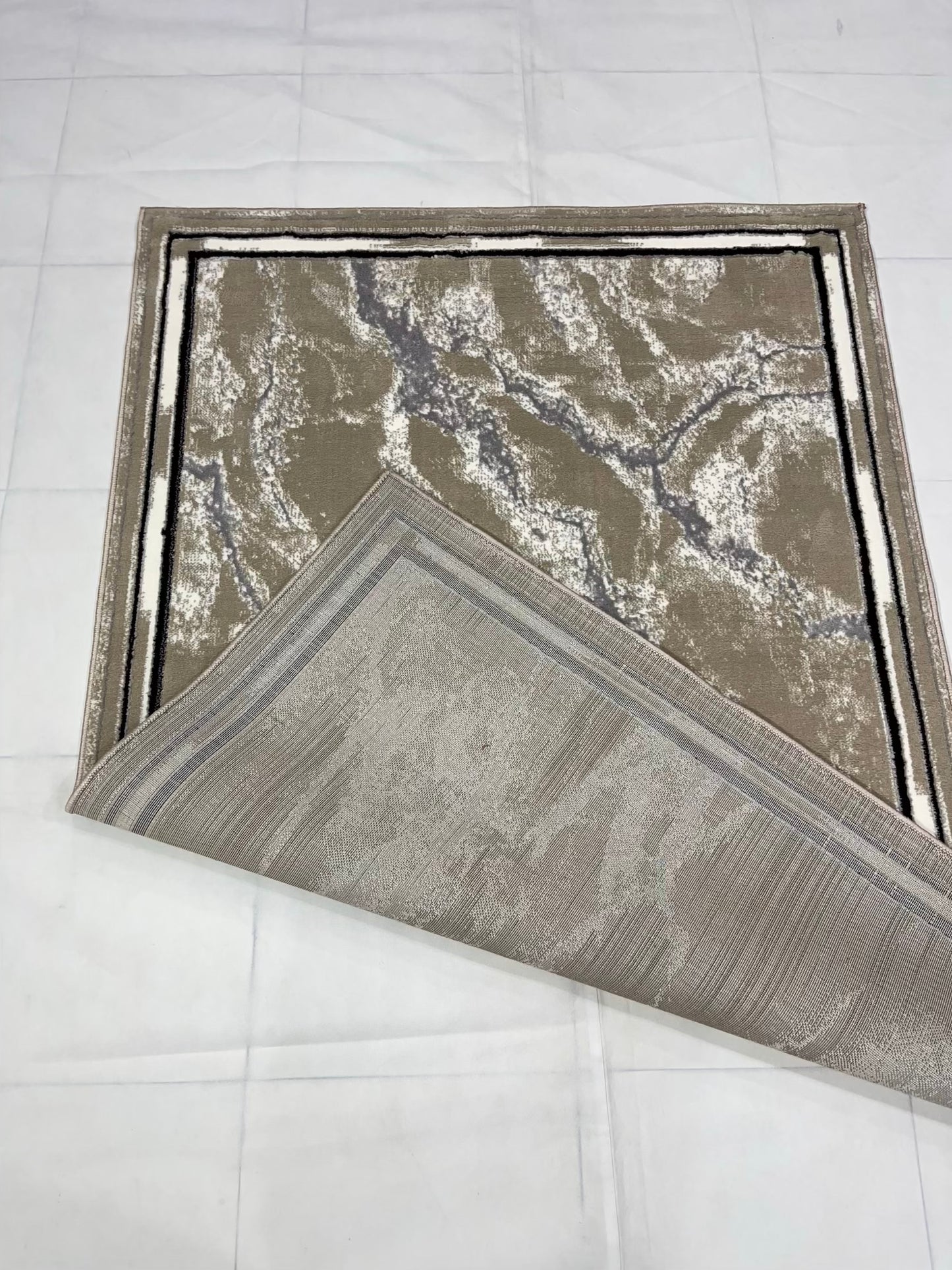 Pakistani Silk Woven Rug.(Article-1555-Light Beige) Size : 4 ft width x 5.6 ft length
