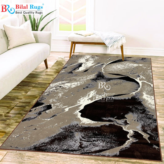 Pakistani Silk Woven Rug.(Article-1461-Brown) Size : 5ft width  x 7.3ft length (150cm x 220cm)