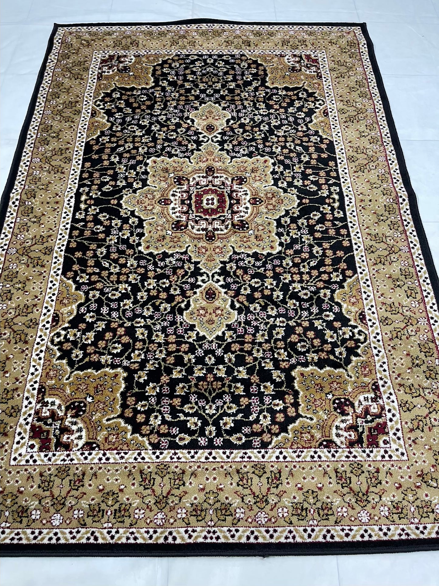 Persian polypropylene Rug,back woven(Article-766-Black)