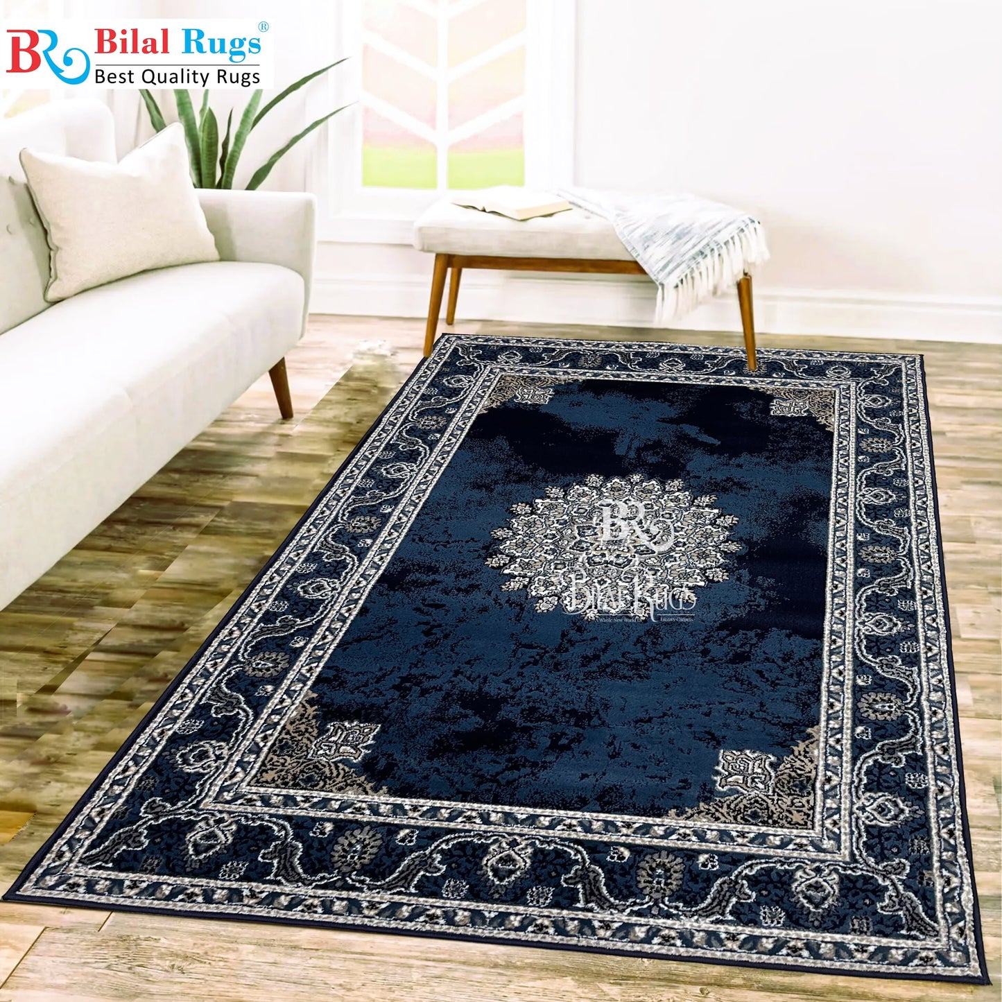 Persian Polypropylene Rug,back woven(Article-22-Blue)