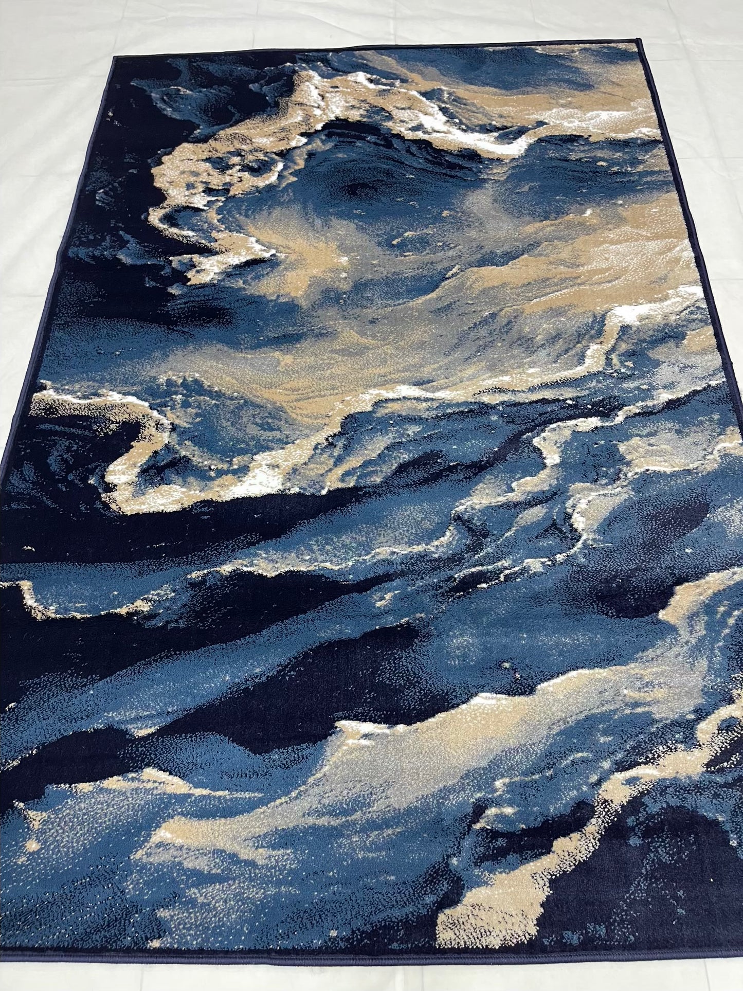 Modern polypropylene Rug,back woven(Article-872-Blue)
Size : 5ft width x 7.3ft length (150cm x 220cm)