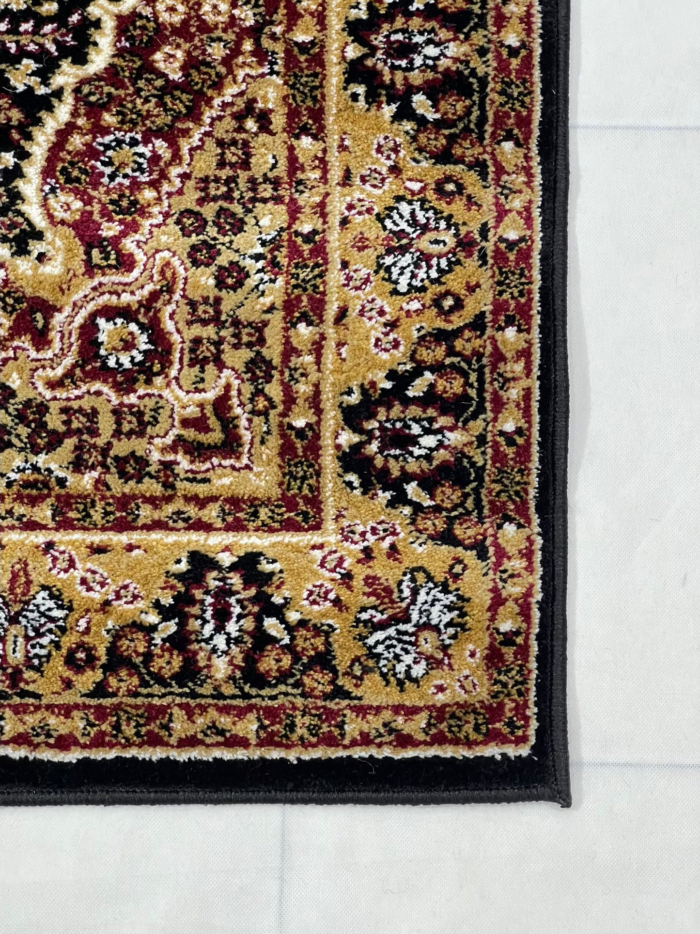 Persian Polypropylene Rug,Woven Back (Article-25-Black,Red) Size : 4 ft width x 5.6 ft length (120 cm x 170 cm)