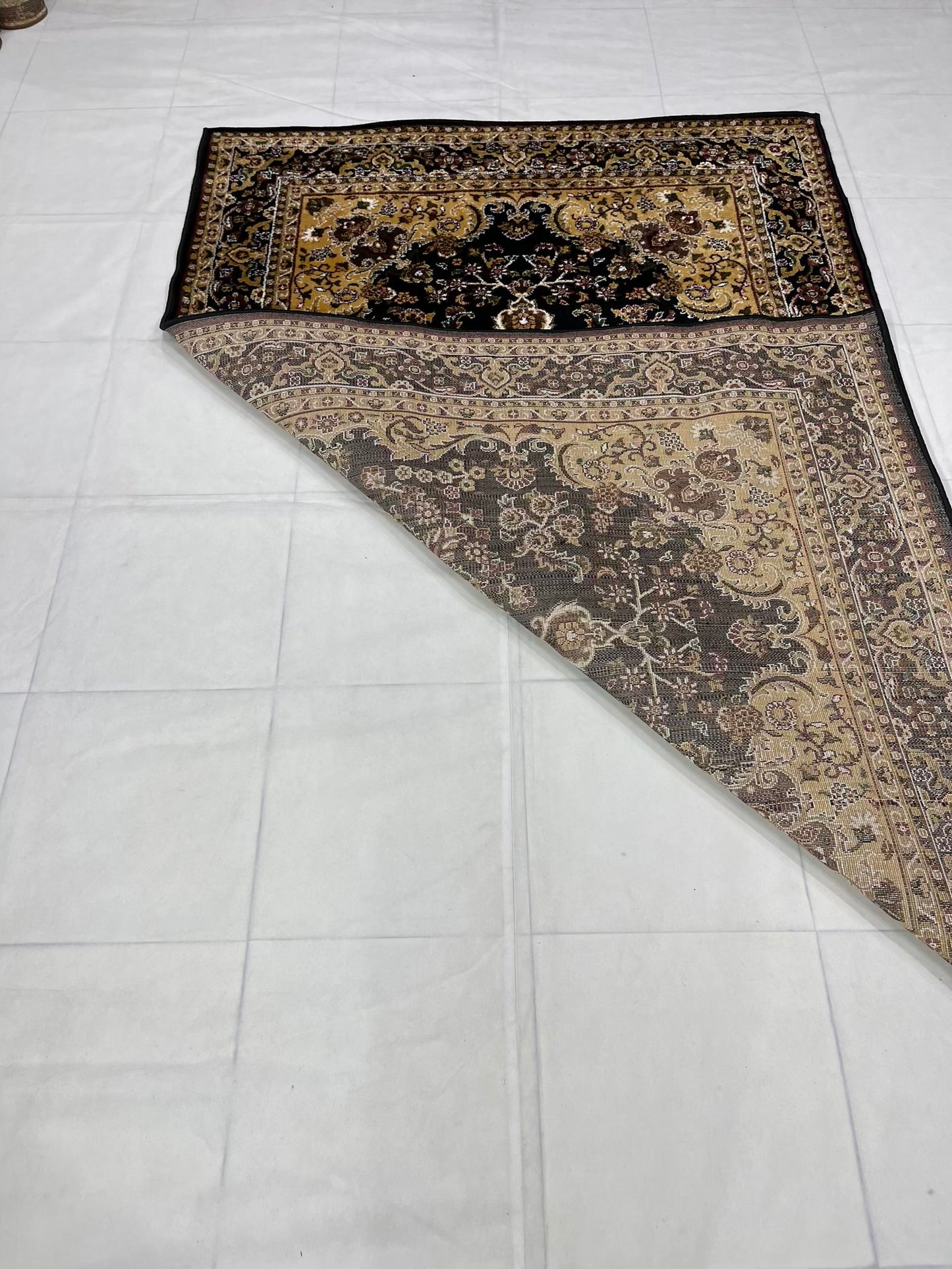 Persian Polypropylene Rug,back woven(Article-55-Black)
Size : 5ft width x 7.3ft length (150cm x 220cm)