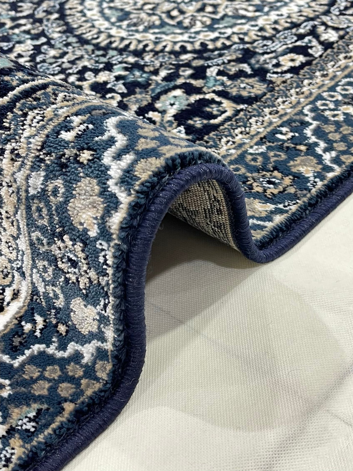 Blue Persian Polypropylene Woven Runner.
Size : 2.6 ft width x 6.6 ft length
(80 cm x 200cm)