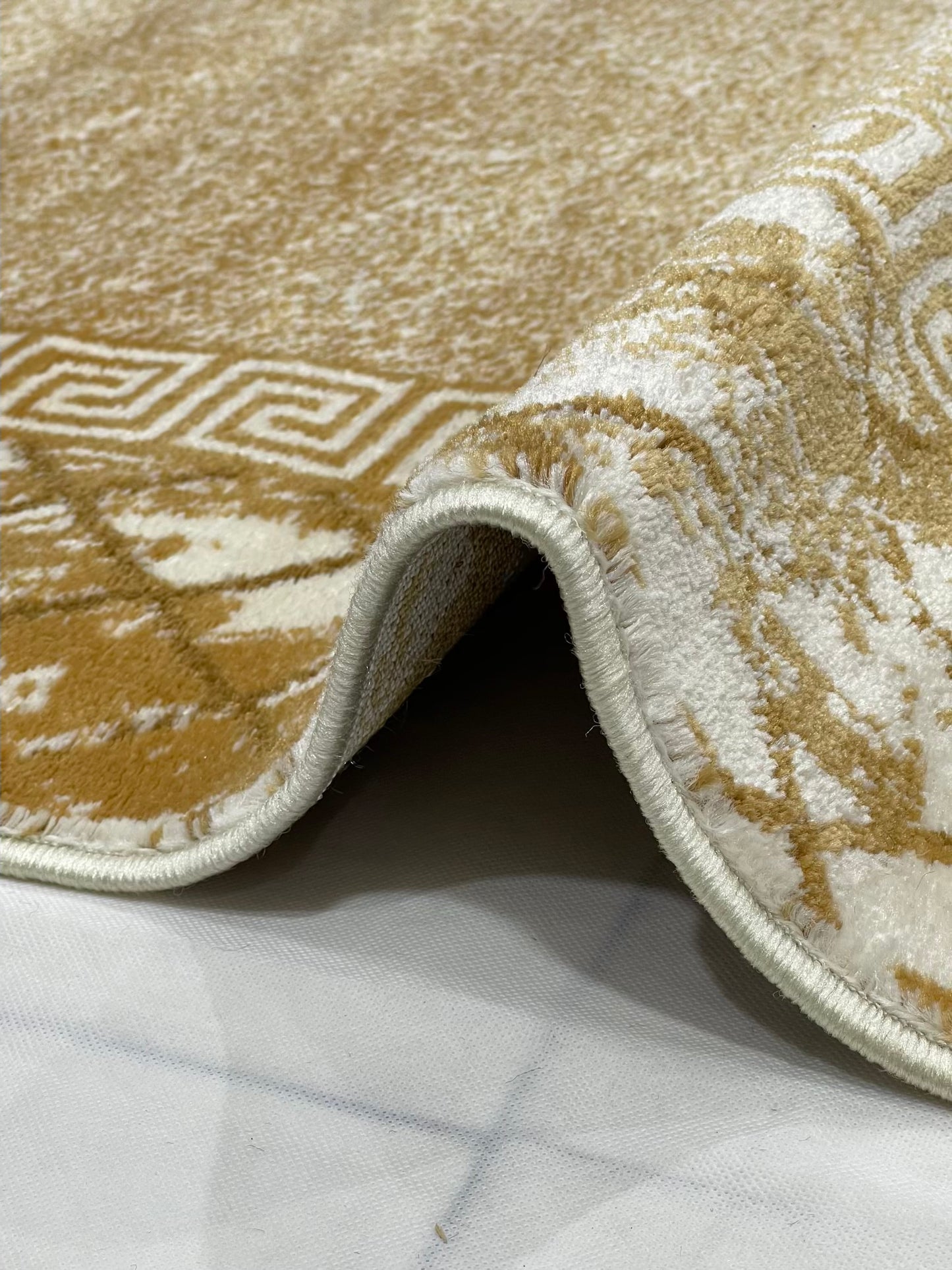 Modern polypropylene Rug,back woven(Article-1245-Off white) Size : 5 ft width x 7.3 ft length ( 150 cm x 220 cm)