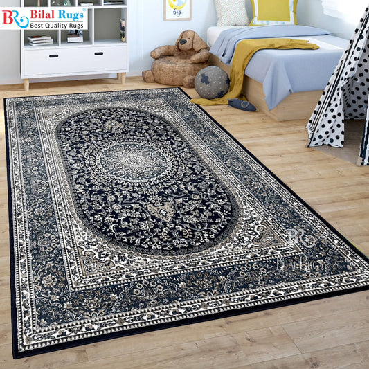 Persian polypropylene Rug,back woven(Article-22-Blue)
Size : 6.6 ft width x 9.6 ft length (200cm x 290cm)
