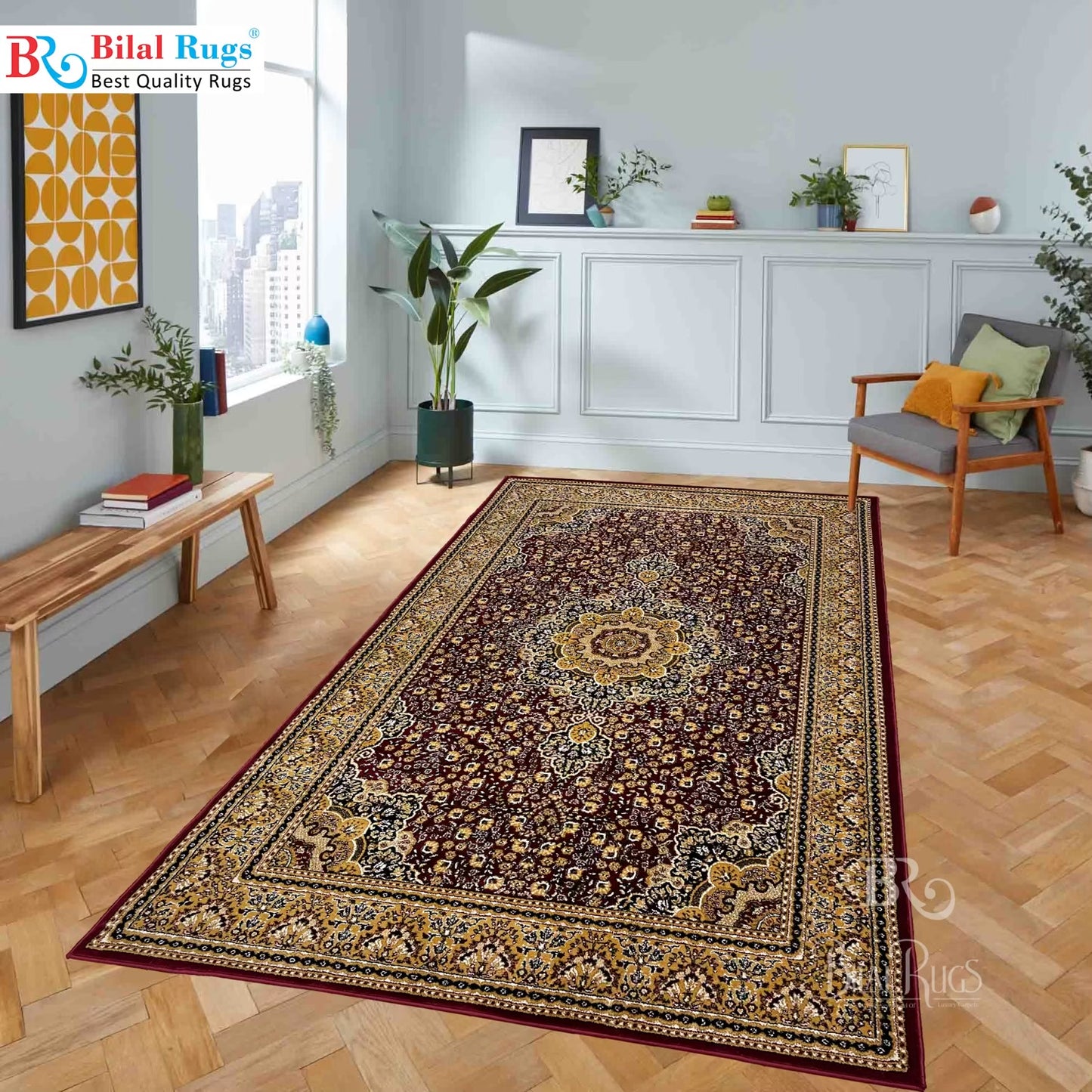 Persian polypropylene Rug,back woven(Article-04-Red)