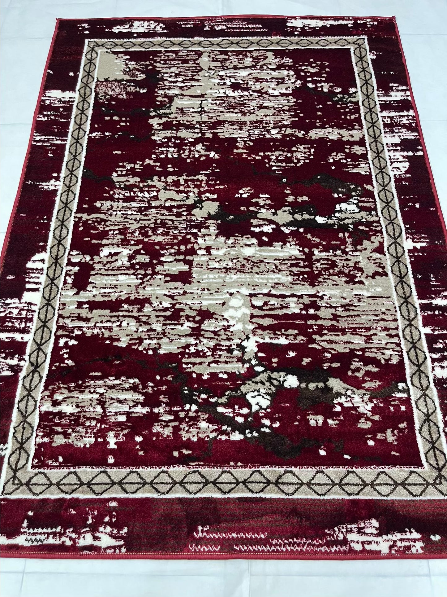 Pakistani Silk Woven Rug.(Article-1551-Red) Size : 4 ft width x 5.6 ft length