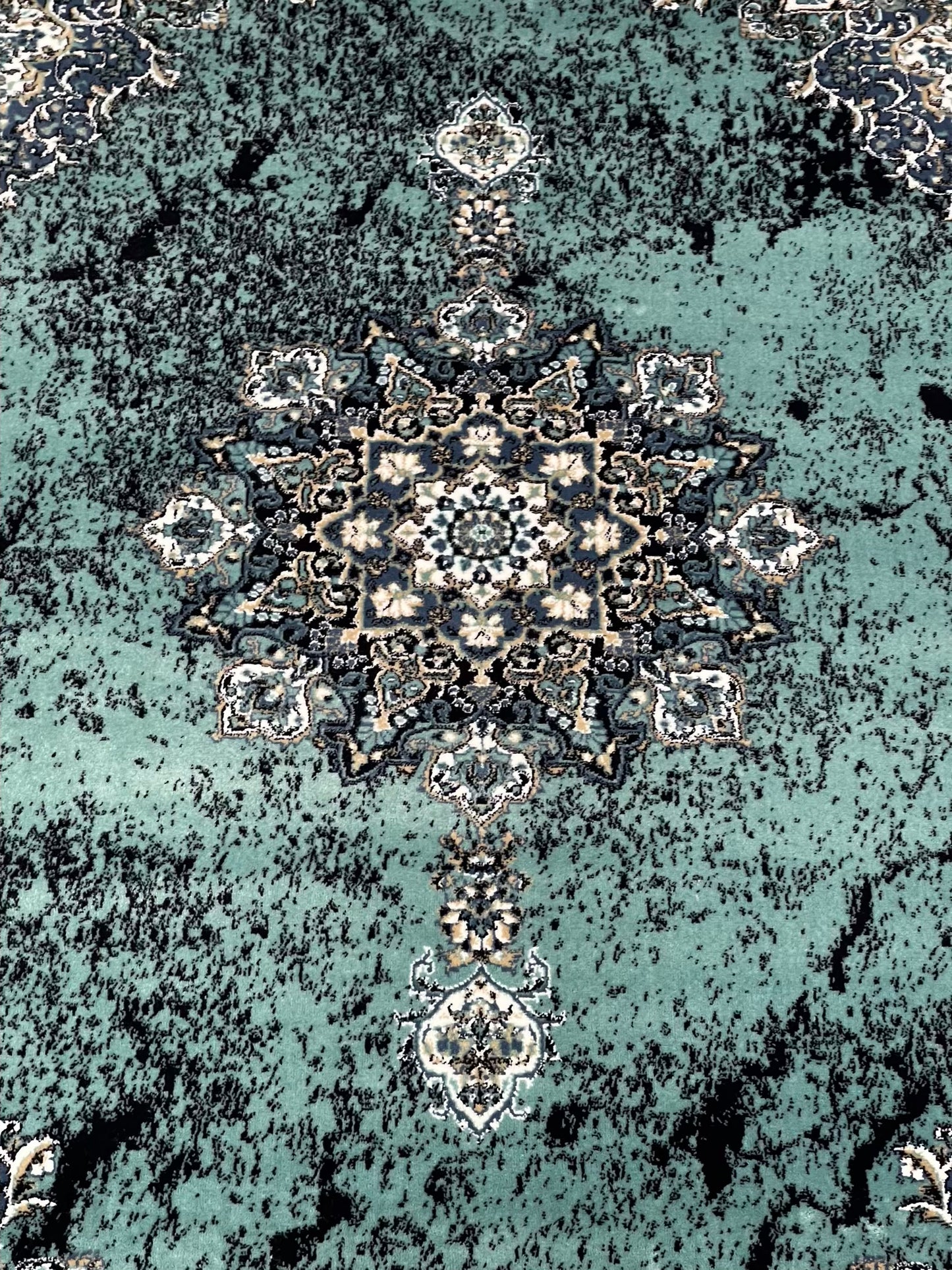 Persian polypropylene Rug,back woven(Article-23-Feroze)
Size: 6.6 ft width x 9.6 ft length (200cm x 290cm)