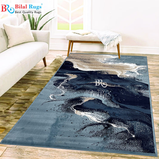Modern polypropylene Rug,back woven(Article-6771-Feroze ) Size : 5ft width  x 7.3ft length (150cm x 220cm)